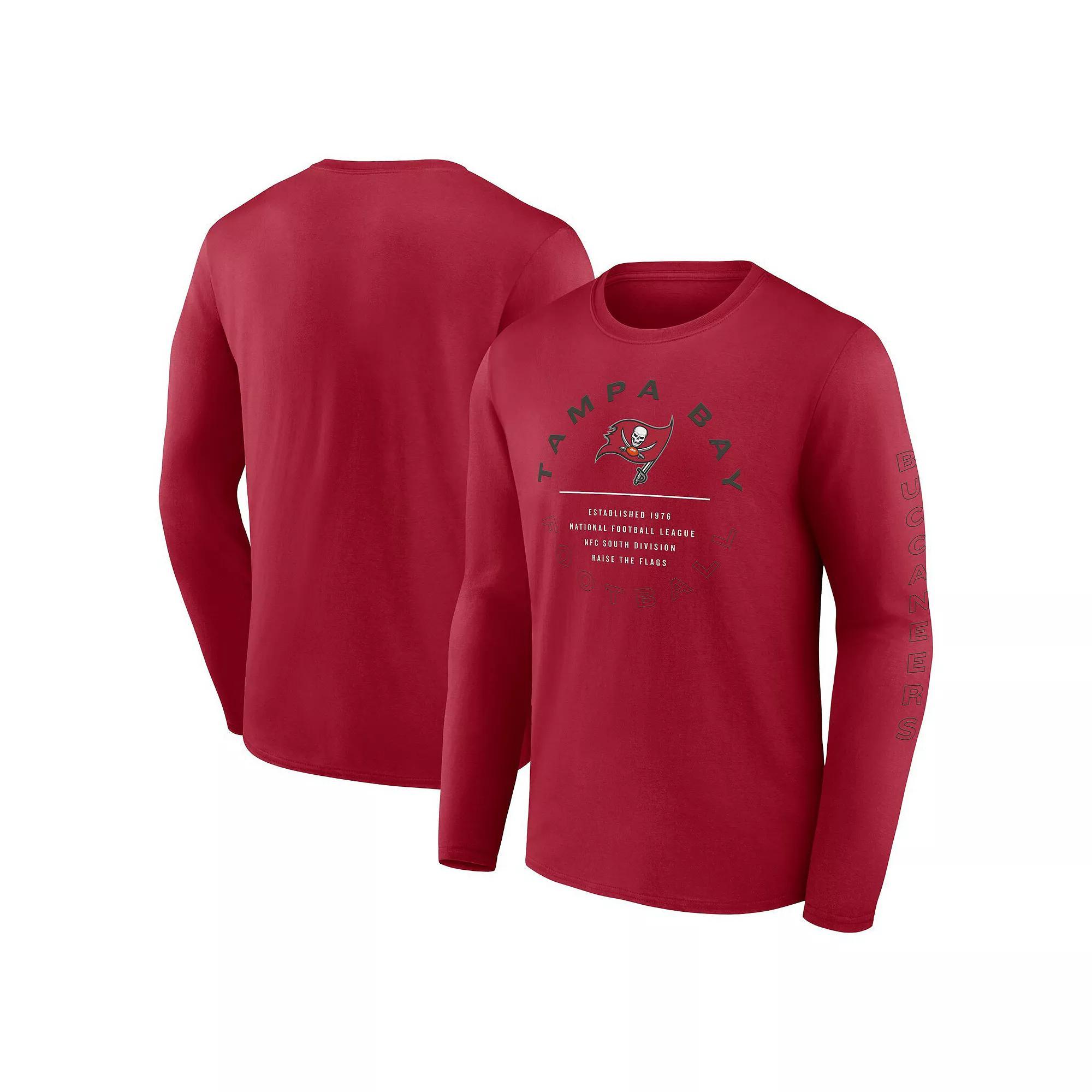 Men's Fanatics Red Tampa Bay Buccaneers Stat Sheet Long Sleeve T-Shirt, Size: 4XL Product Image