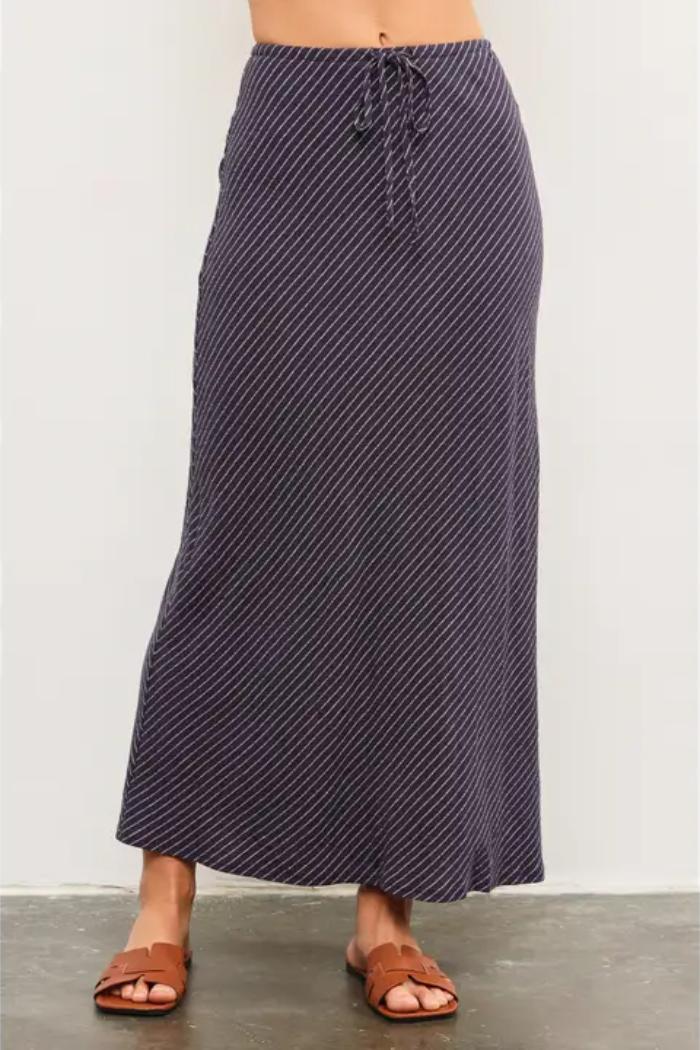 Drawstring Waist Pinstripe A Line Skirt Product Image