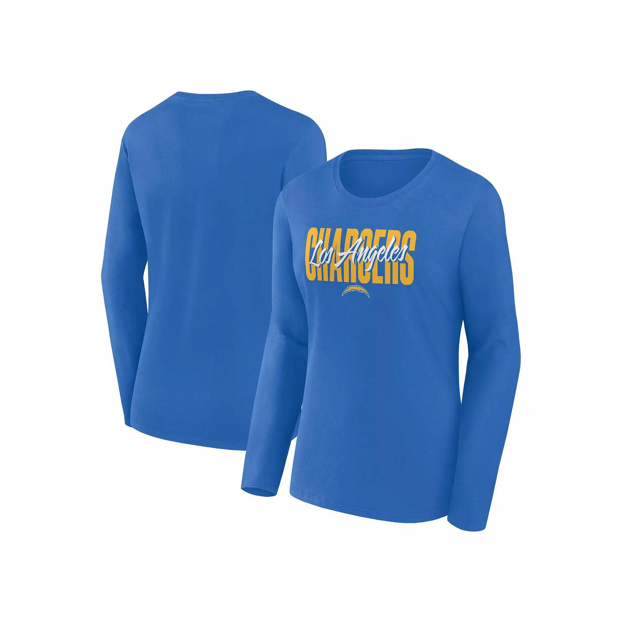 Women's Powder Blue Los Angeles Chargers Grip Long Sleeve T-Shirt, Size: Medium, Light Product Image