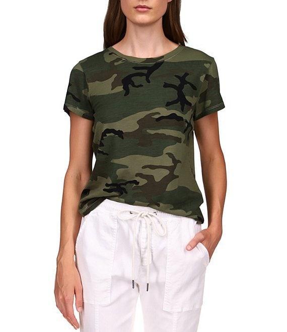 Sanctuary The Perfect Knit Crew Neck Short Sleeve Camouflage Printed Tee Shirt Product Image