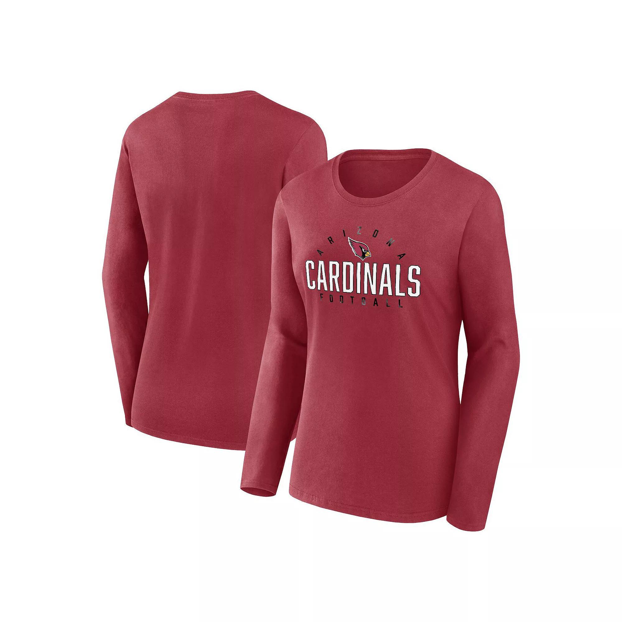 Women's Fanatics Branded  Cardinal Arizona Cardinals Plus Size Foiled Play Long Sleeve T-Shirt, Size: 1XL, Red Product Image