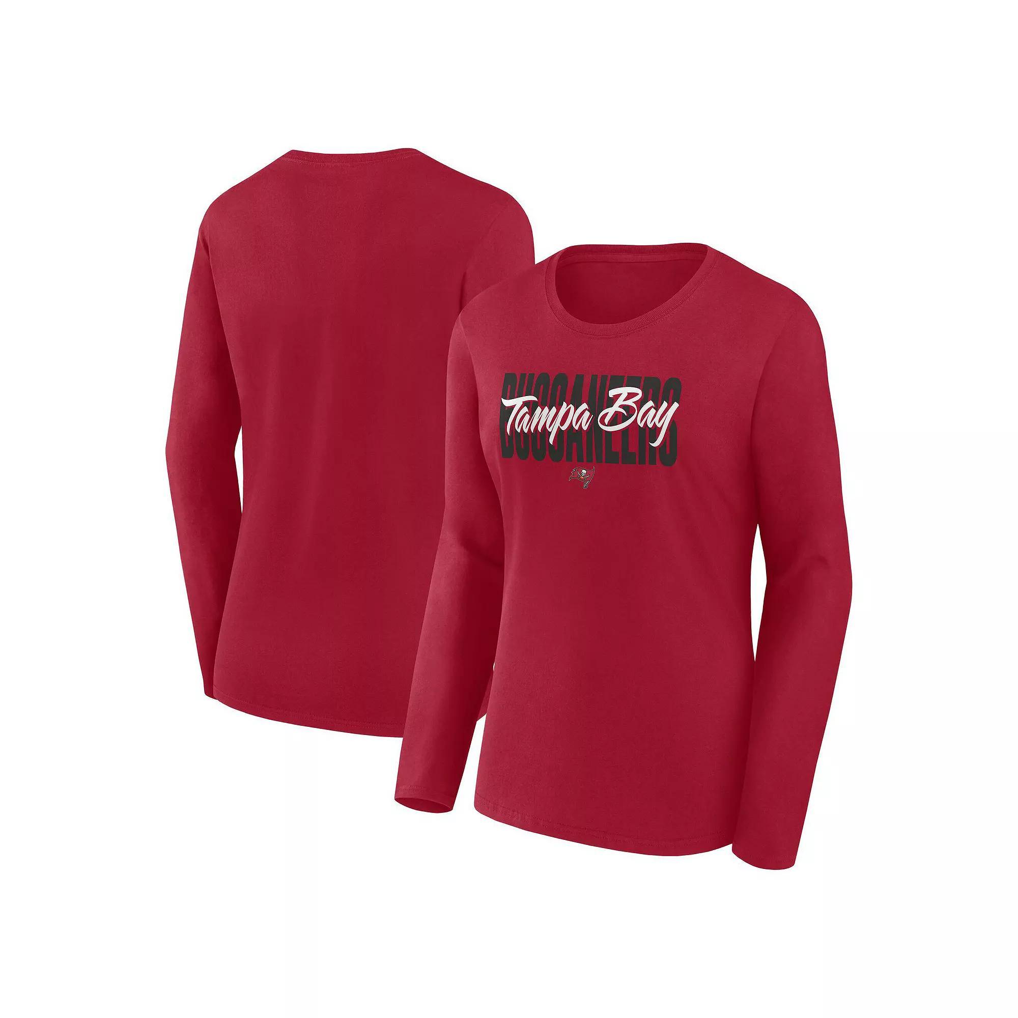 Women's Red Tampa Bay Buccaneers Grip Long Sleeve T-Shirt, Size: 2XL Product Image