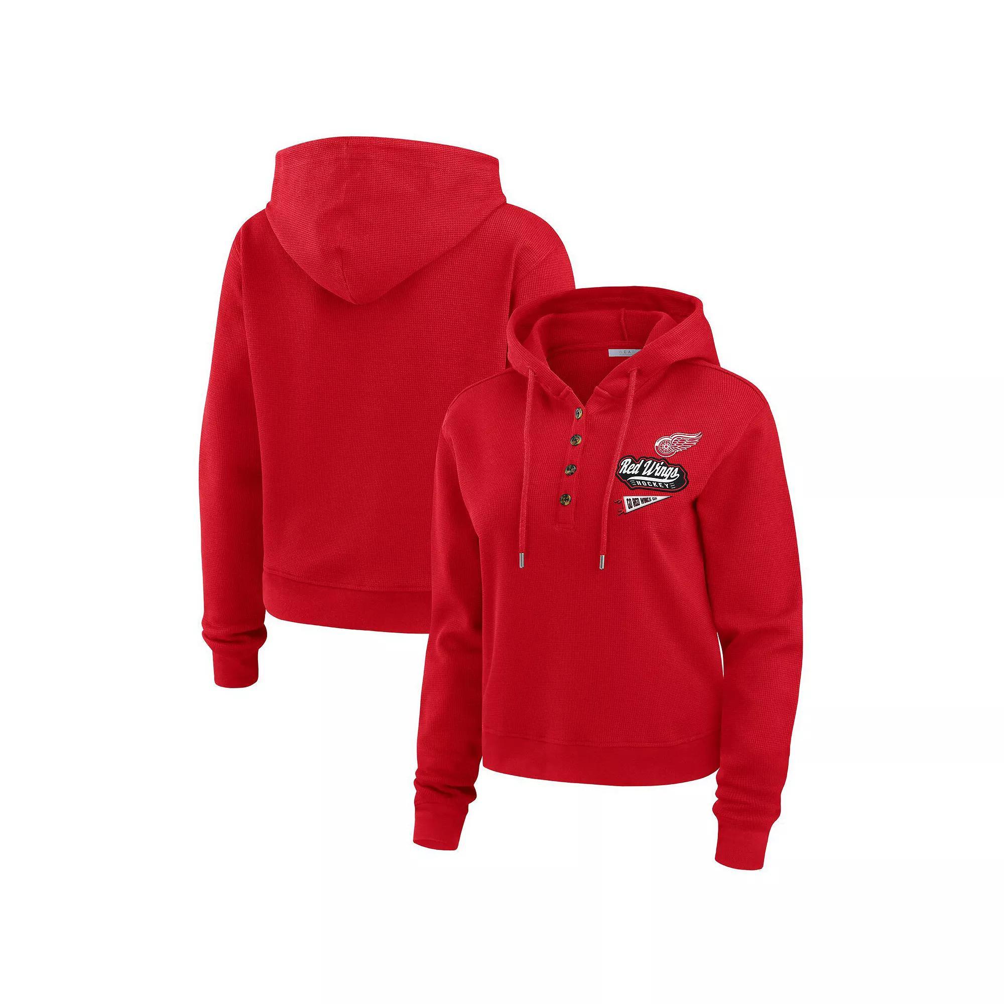 Women's WEAR by Erin Andrews  Red New Jersey Devils Waffle-Knit Pullover Hoodie, Size: XL, Nhl Red Product Image