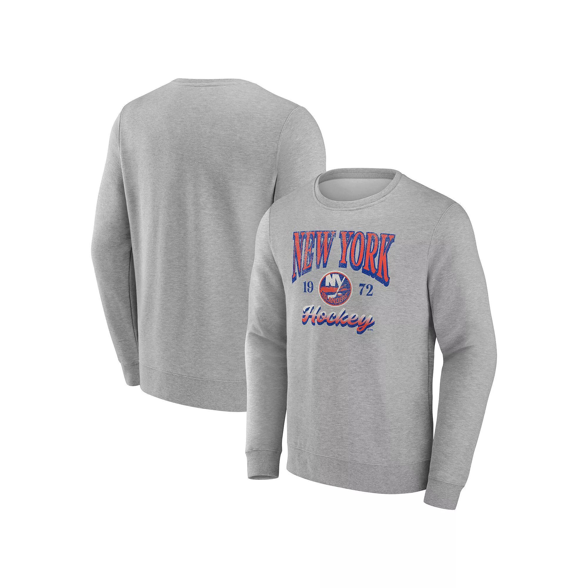 Men's Fanatics Gray New York Islanders Nimbus Fleece Pullover Sweatshirt, Size: Large, Isl Grey Product Image