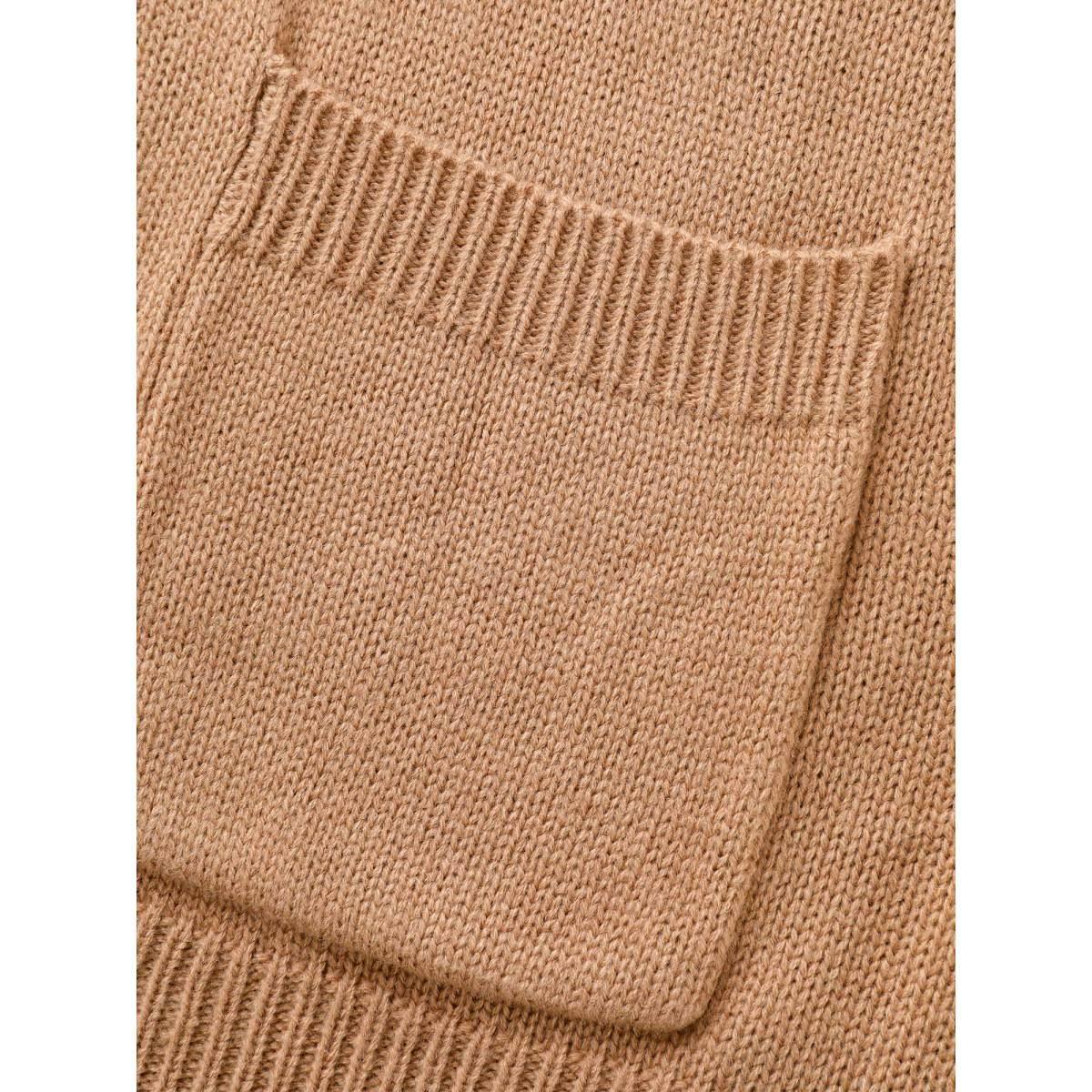 Plus Size Crochet Contrast Wool Blend Cardigan Tan Women Casual Loose Long Sleeve Everyday Cardigans BloomChic 22-24/3X Product Image
