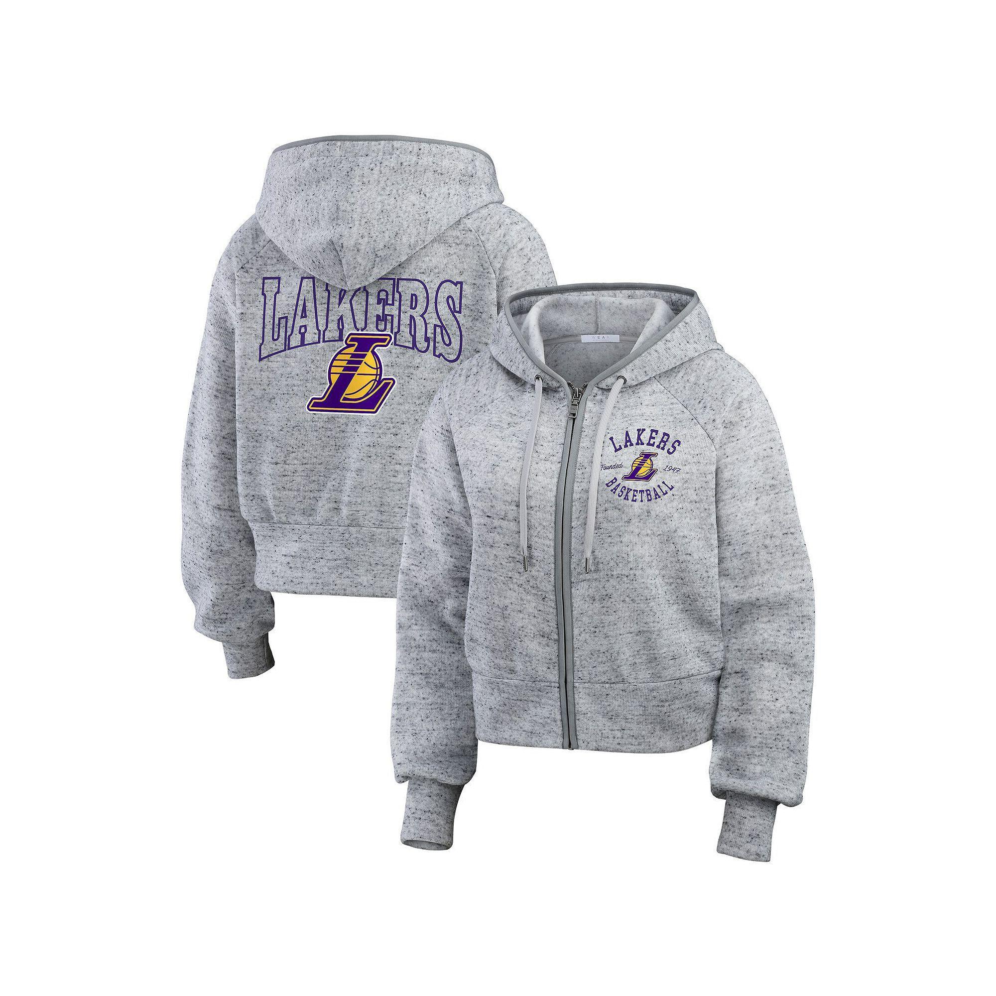 Women's WEAR by Erin Andrews Heather Gray Los Angeles Lakers Speckled Radiator Full-Zip Hoodie, Size: 2XL, Grey Product Image