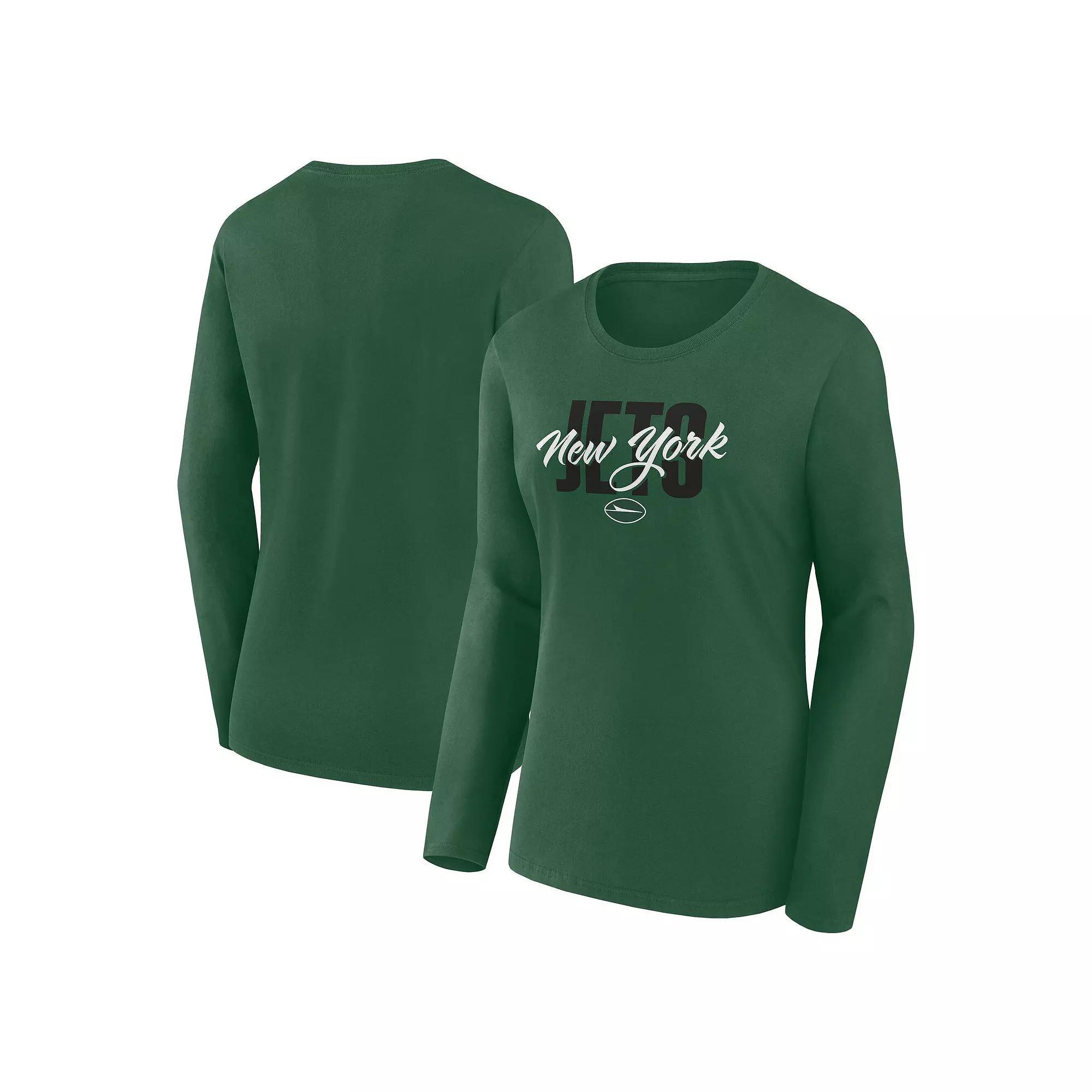 Women's Green New York Jets Grip Long Sleeve T-Shirt, Size: Medium Product Image