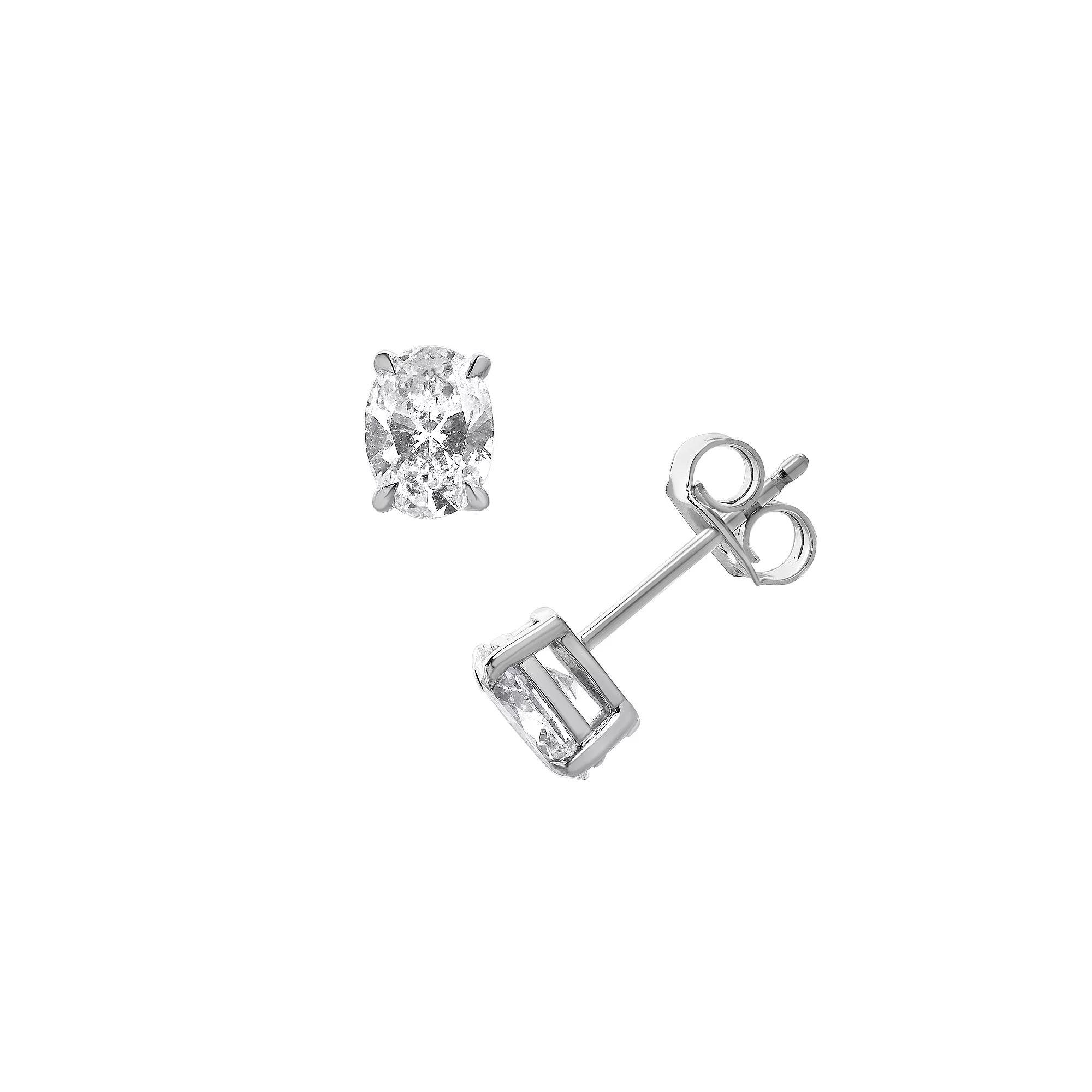 Diamond Brilliance 14k White Gold 1 Carat T.W. Lab-Grown Diamond Oval Stud Earrings, Women's, 14k Gold Product Image