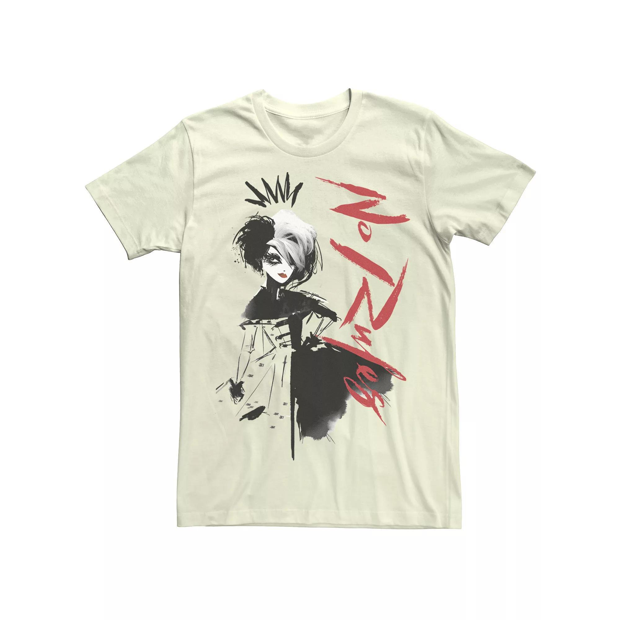 Disney's Cruella De Vil Men's No Rules Sketch Tee, Size: XXL, White Product Image