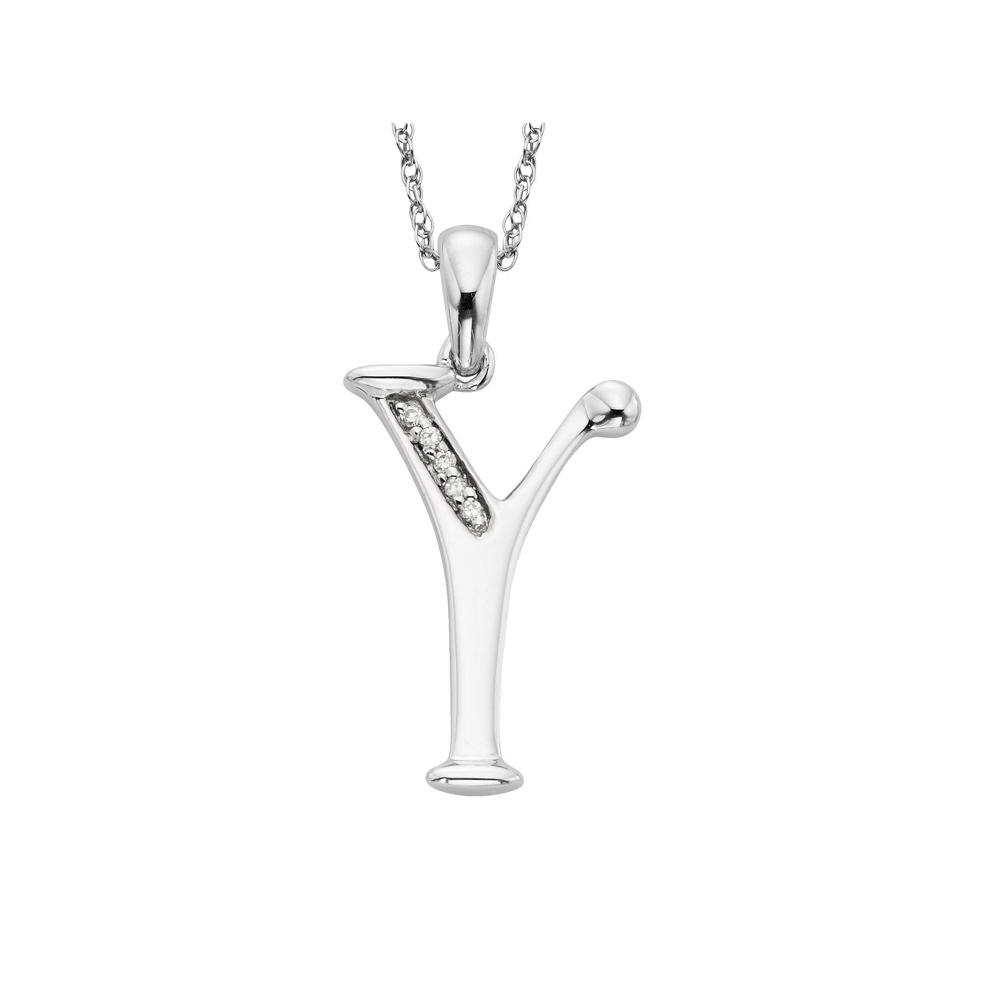 Sterling Silver Diamond Accent Initial Pendant, Womens Product Image