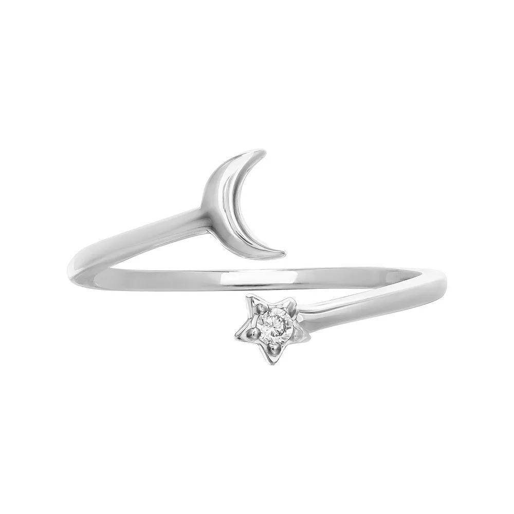 PRIMROSE Sterling Silver Moon & Cubic Zirconia Star Ring, Women's, Size: 7 Product Image