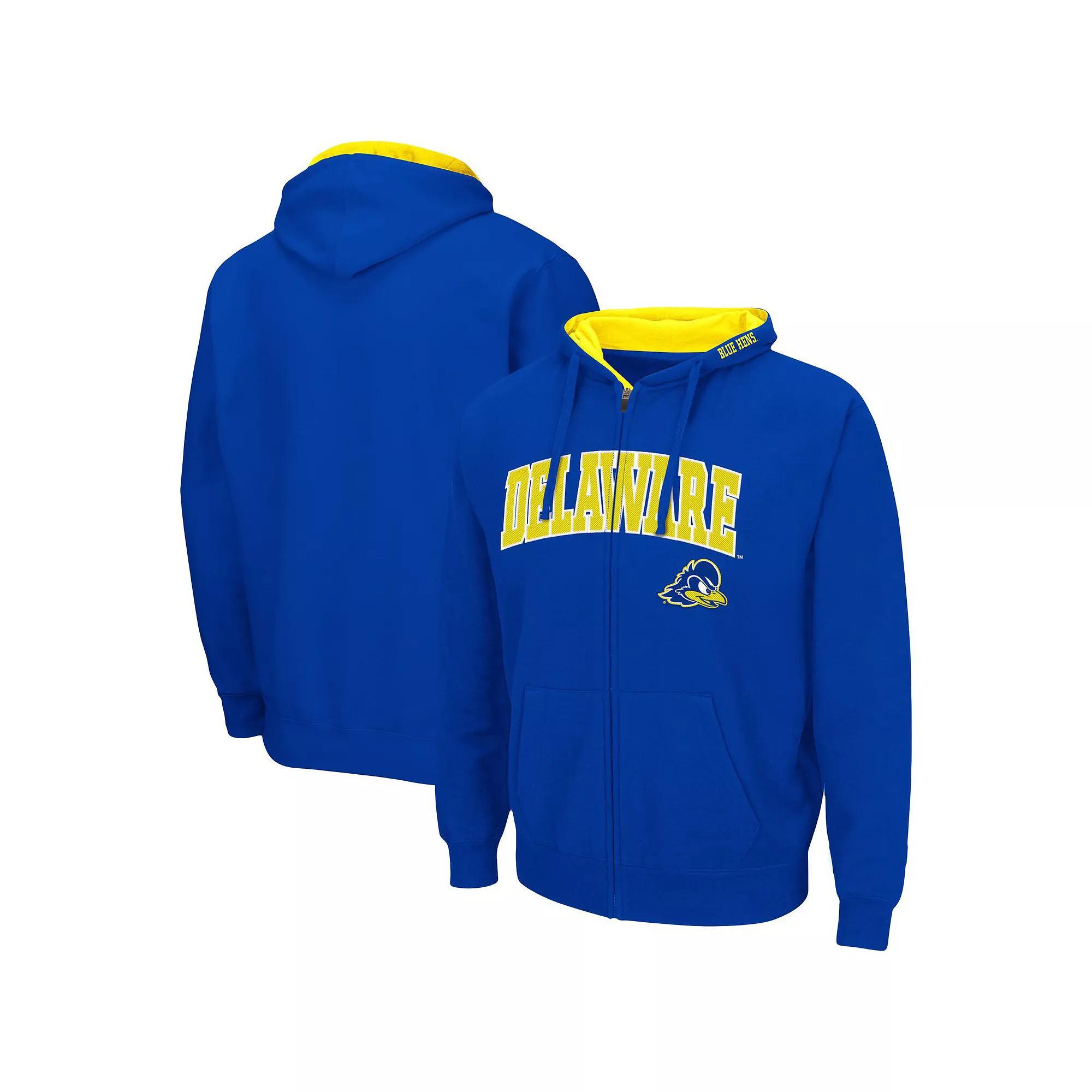Men's Colosseum Royal Delaware Fightin' Blue Hens Arch & Logo 3.0 Full-Zip Hoodie, Size: 2XL Product Image