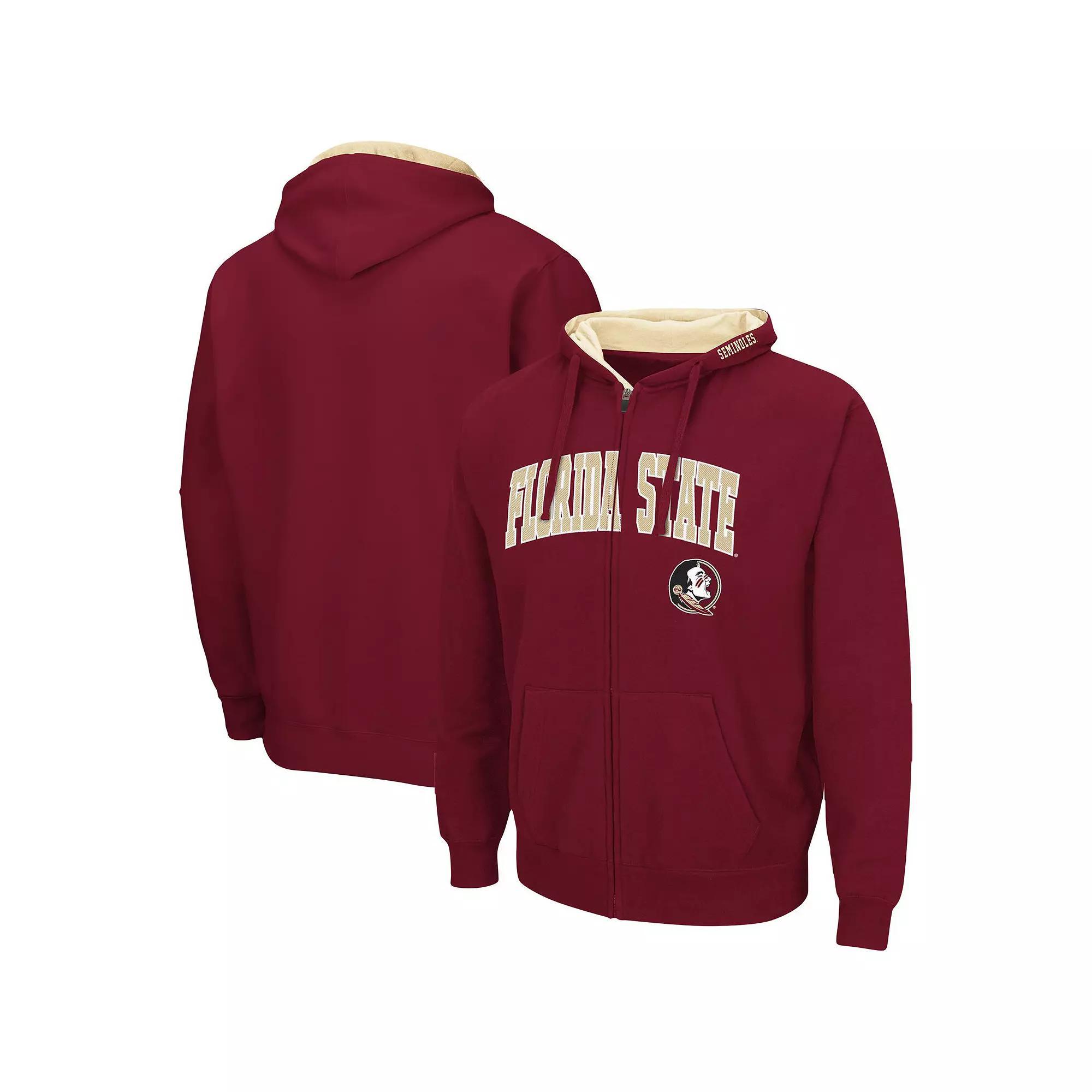 Men's Colosseum Garnet Florida State Seminoles Arch & Logo 3.0 Full-Zip Hoodie, Size: Medium, Red Product Image