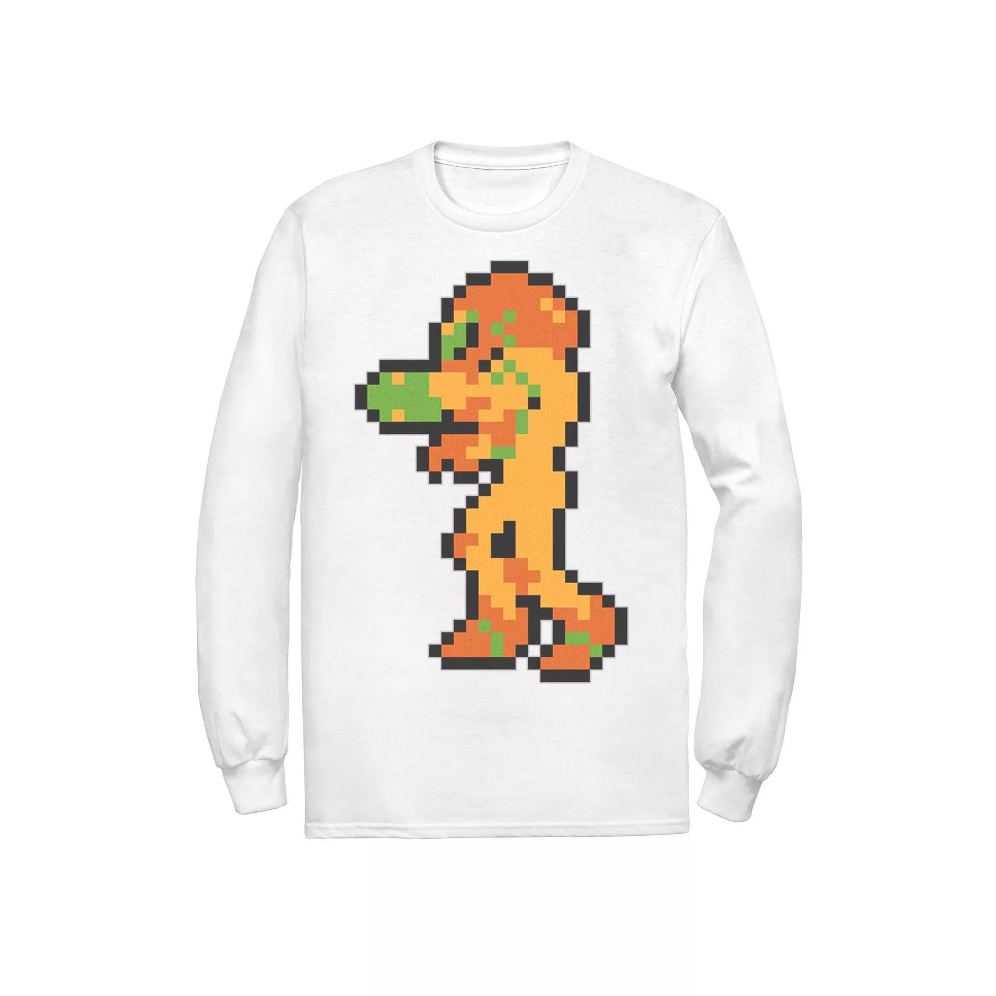 Men's Nintendo Samus Suit Colorful Pixelated Graphic Tee, Size: Small, White Product Image