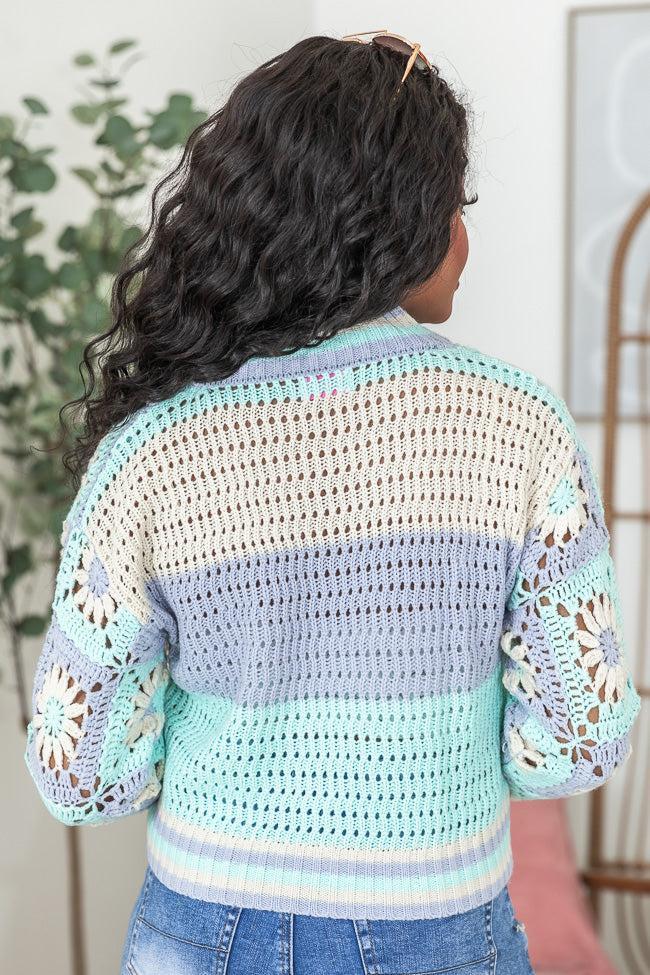 All The Time Blue and Purple Crochet Cardigan SALE Product Image