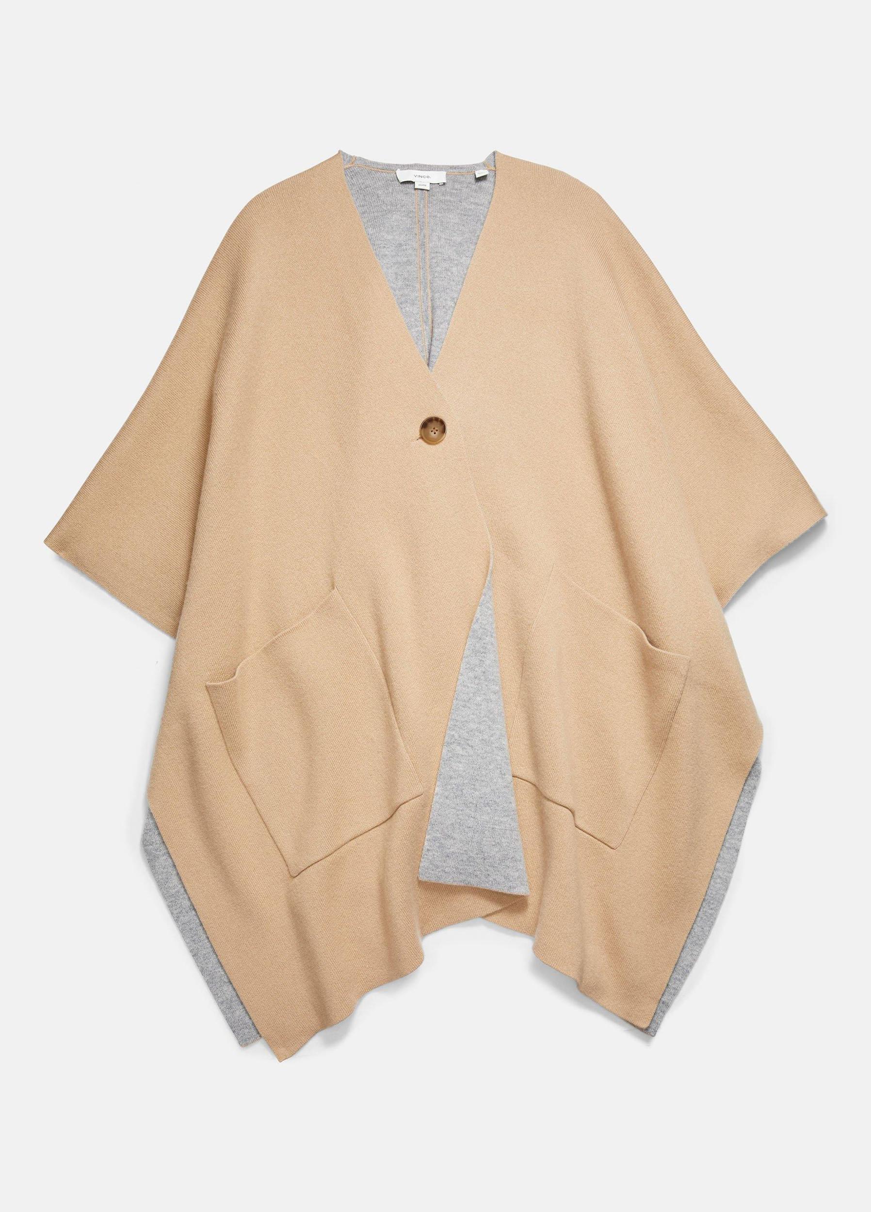Womens Wool And Cashmere Double-Face Cape, Camel Grey Vince Product Image
