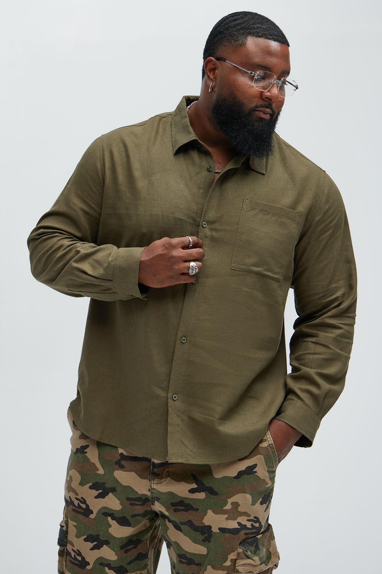 Bahamas Linen Long Sleeve Shirt - Olive Product Image