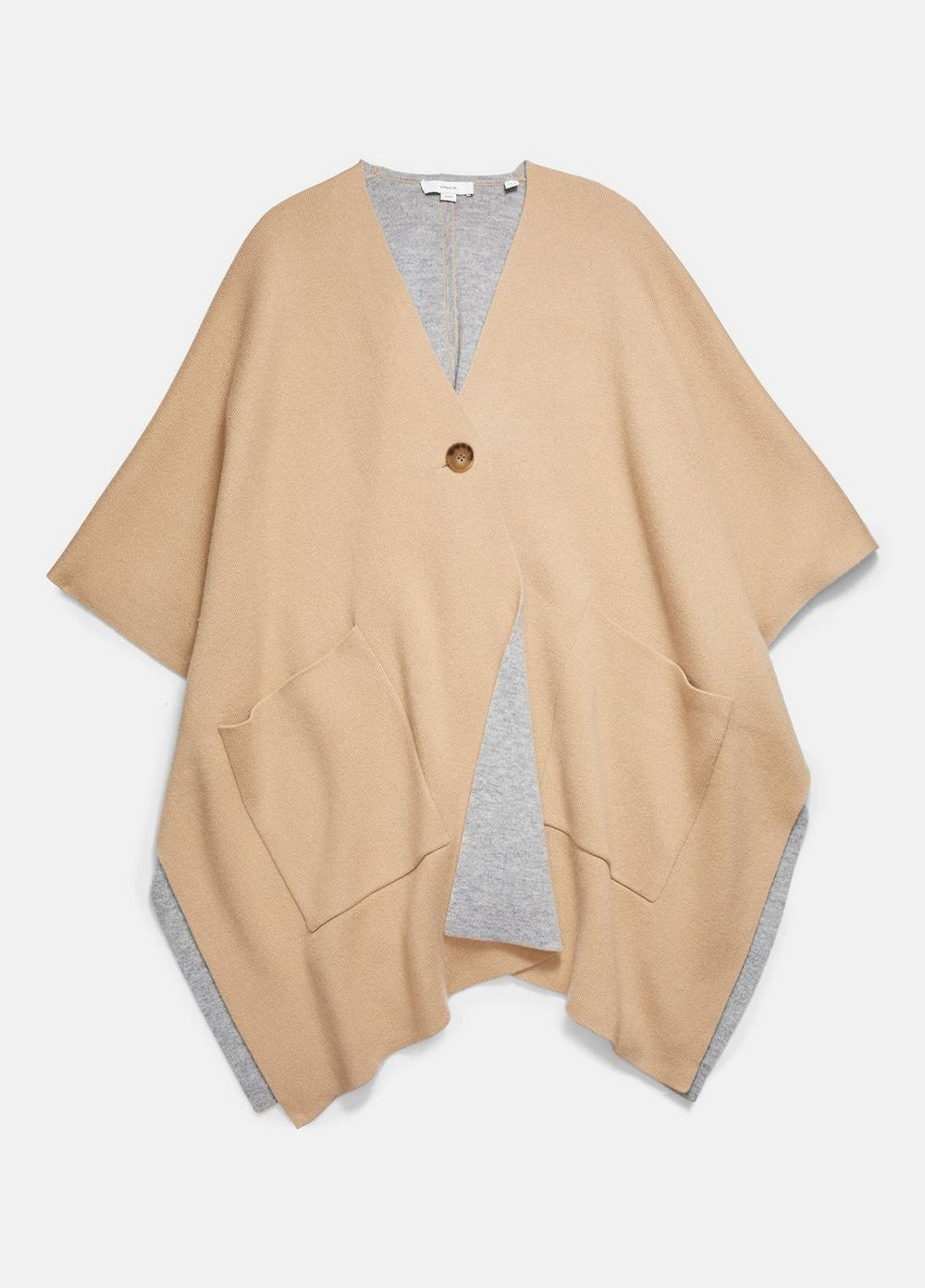 Womens Wool And Cashmere Double-Face Cape, Camel Grey Vince Product Image