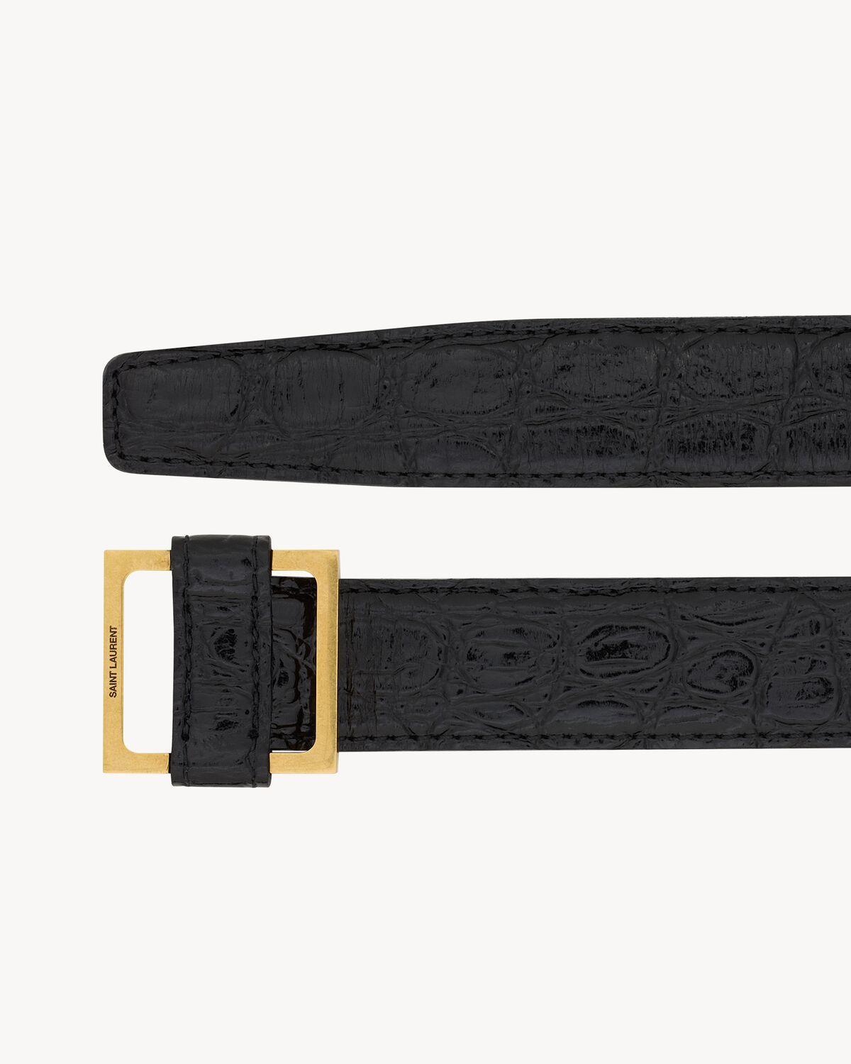 square loop buckle belt in crocodile embossed leather Product Image