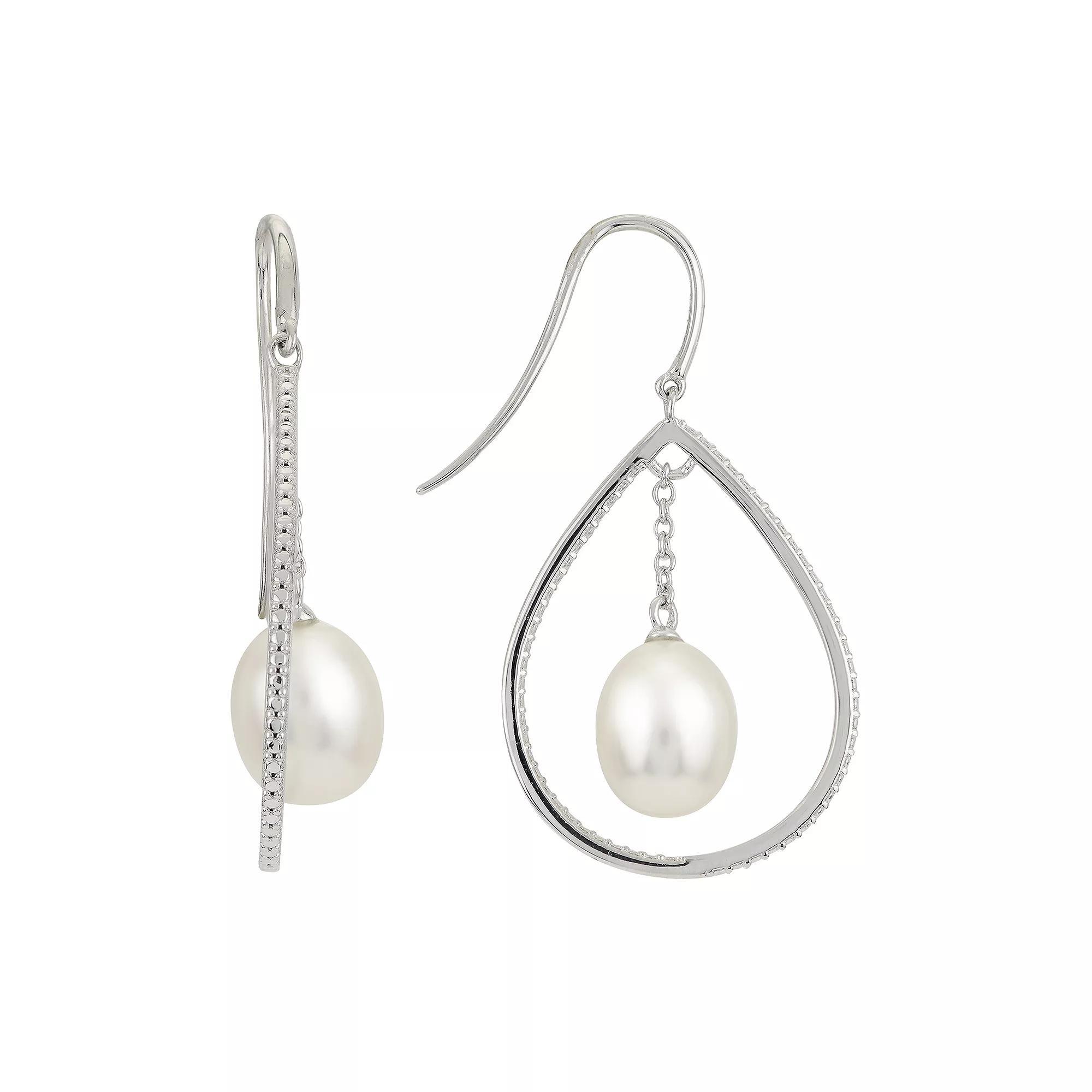 PearLustre by Imperial Sterling Silver Freshwater Cultured Pearl Teardrop Dangle Earrings, Womens Product Image