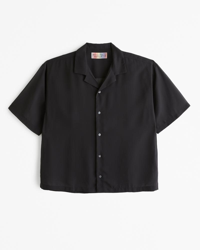 Pride Camp Collar Cropped Sheer Embroidered Shirt Product Image
