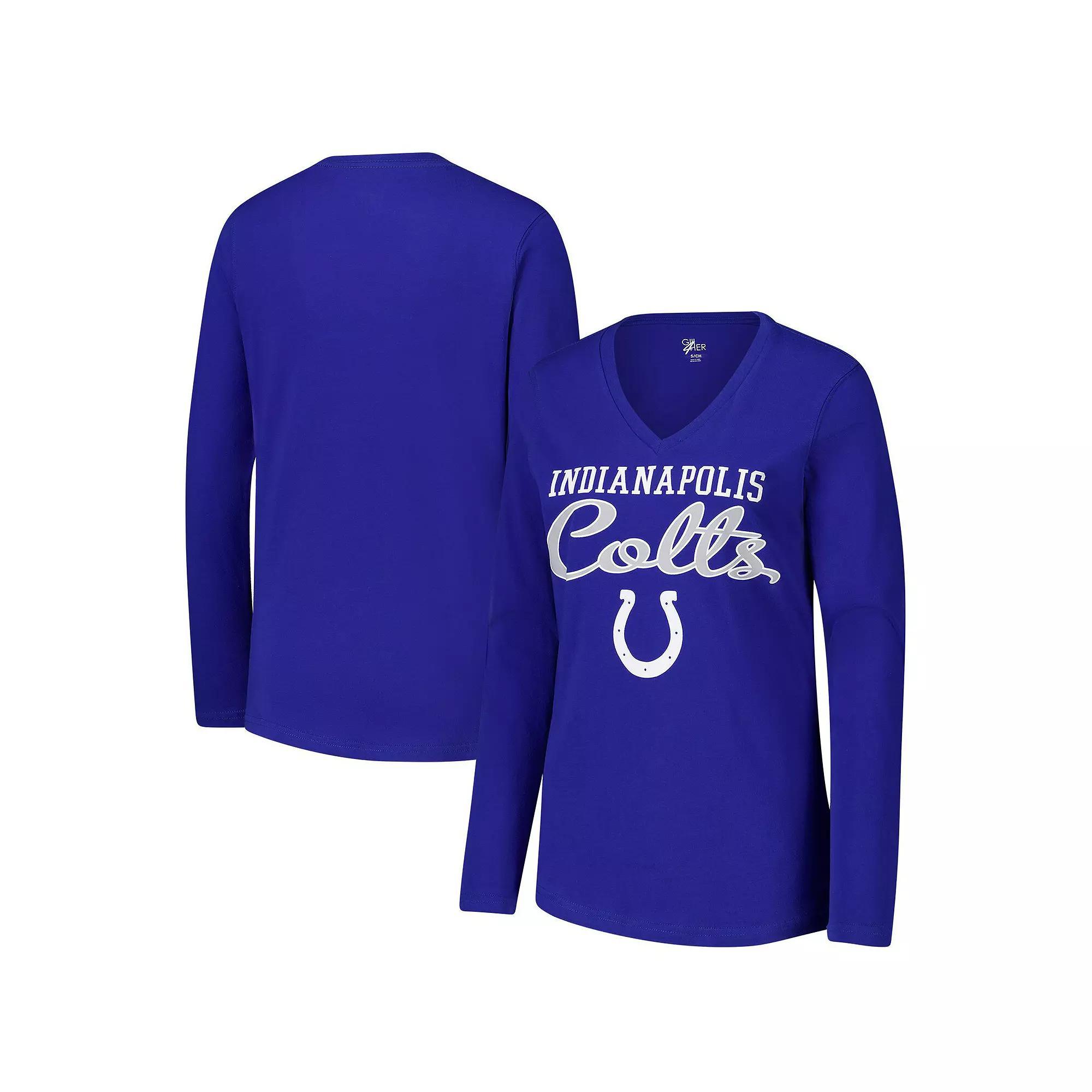 Women's G-III 4Her by Carl Banks Royal Indianapolis Colts Post Season Long Sleeve V-Neck T-Shirt, Size: Medium, Blue Product Image