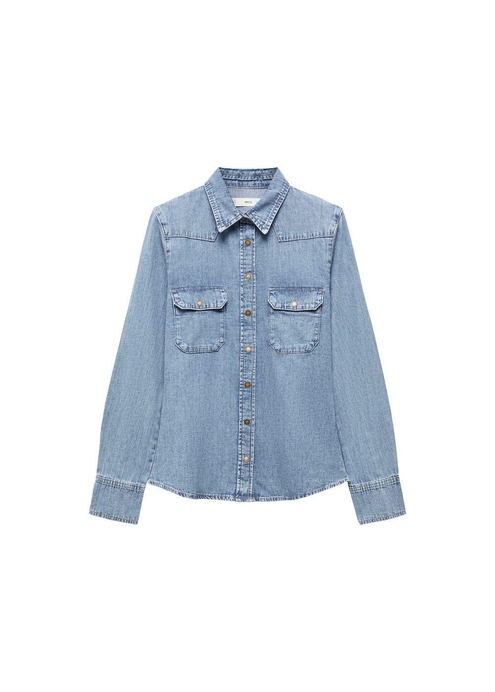 Mango Womens Chest-Pocket Denim Shirt Product Image