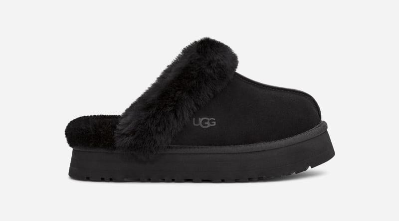 UGG Disquette Suede Fur Platform Slippers Product Image