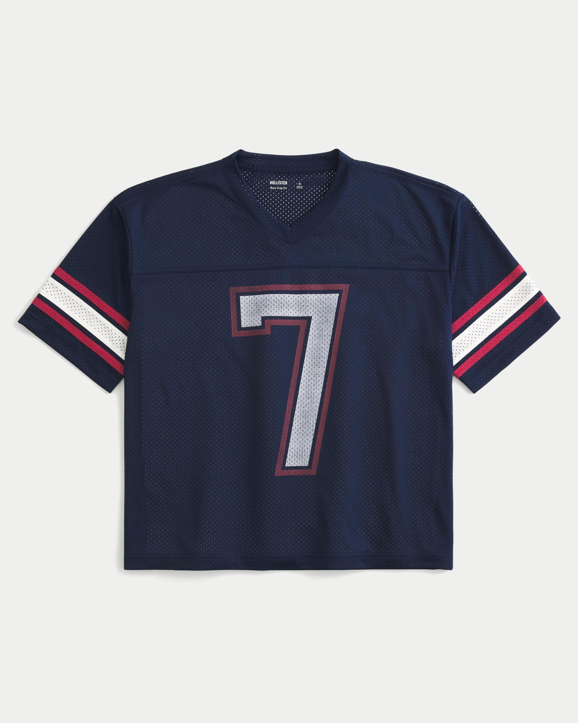 Boxy Crop Mesh Graphic Football Jersey Product Image