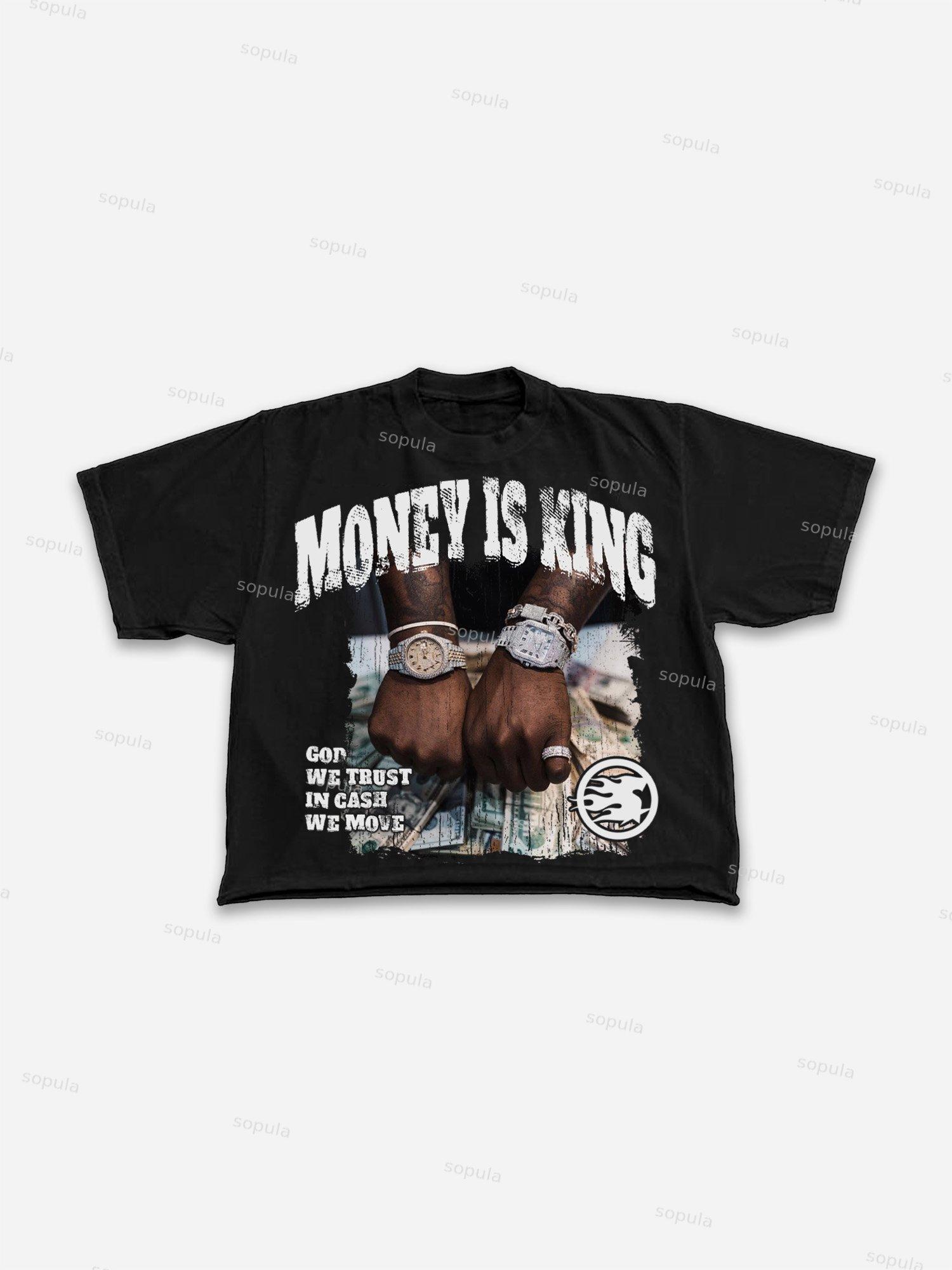 We Believe In God, We Rely On Cash Vintage Graphic Cropped T-shirt Product Image