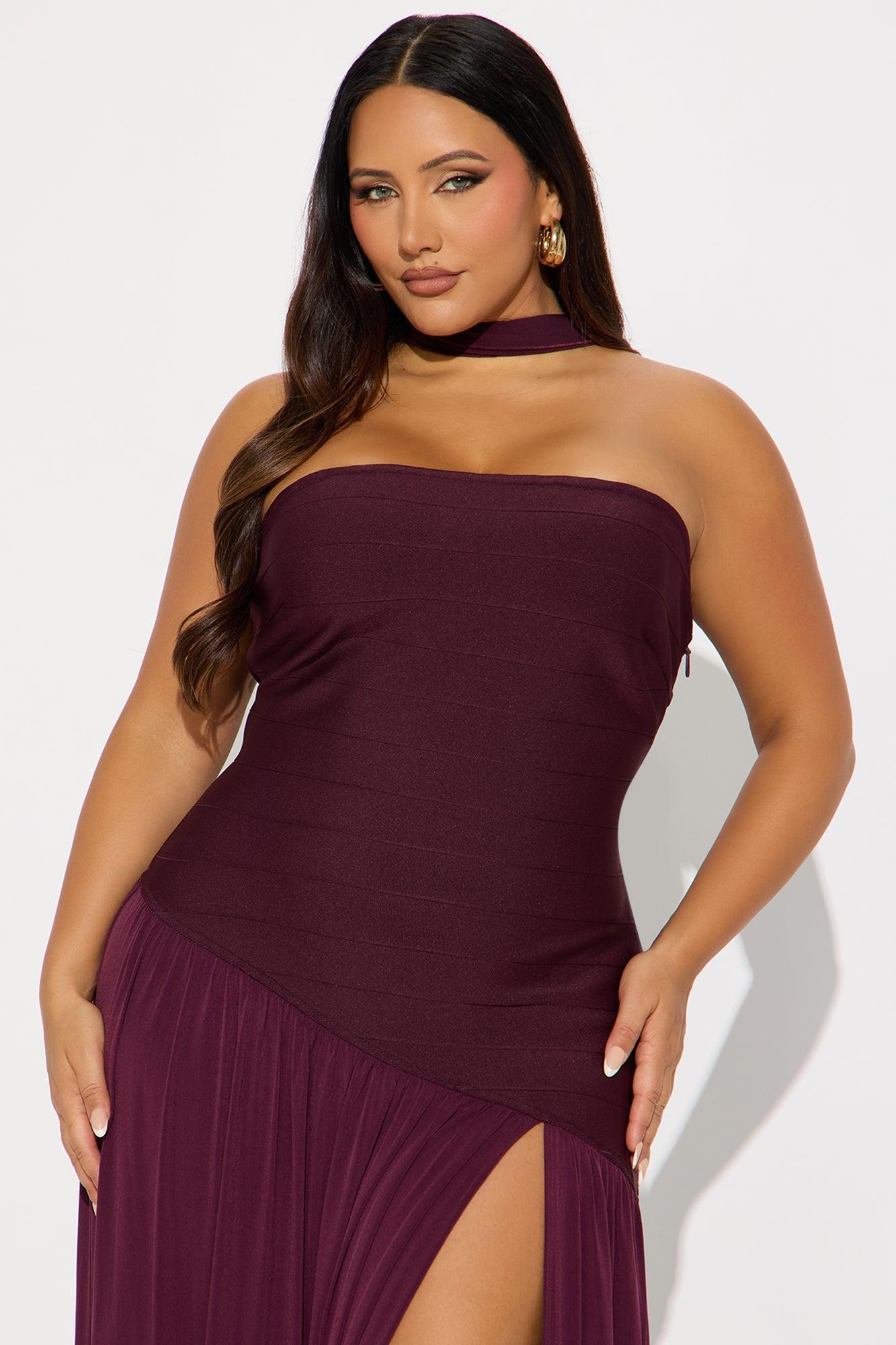 Amelia Drop Waist Bandage Gown - Plum Product Image