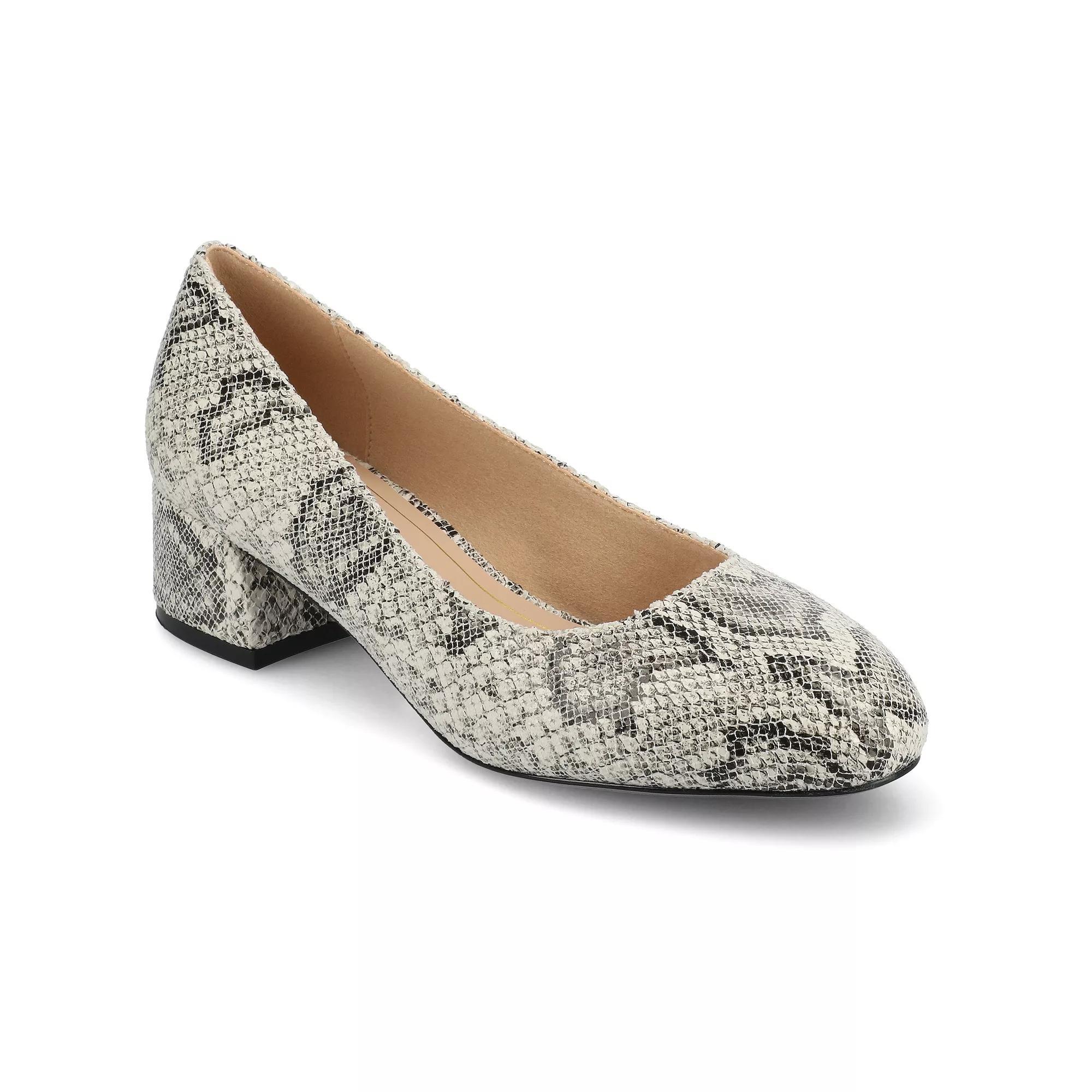 Journee Medium and Wide Width Saarii Women's Slip-On Block Heel Pumps, Size: 9, Snake Product Image