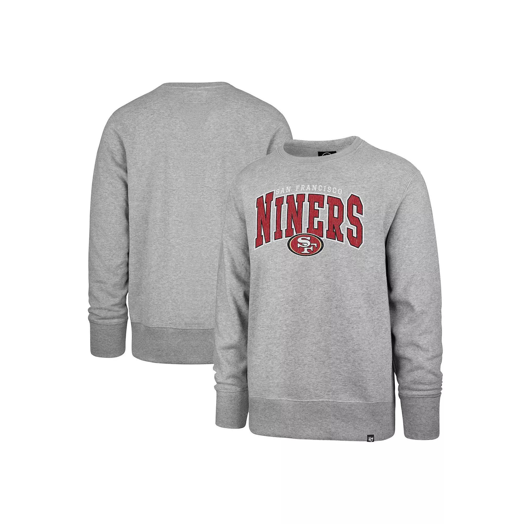 Men's '47 Gray San Francisco 49ers Varsity Block Headline Pullover Sweatshirt, Size: Small, Grey Product Image