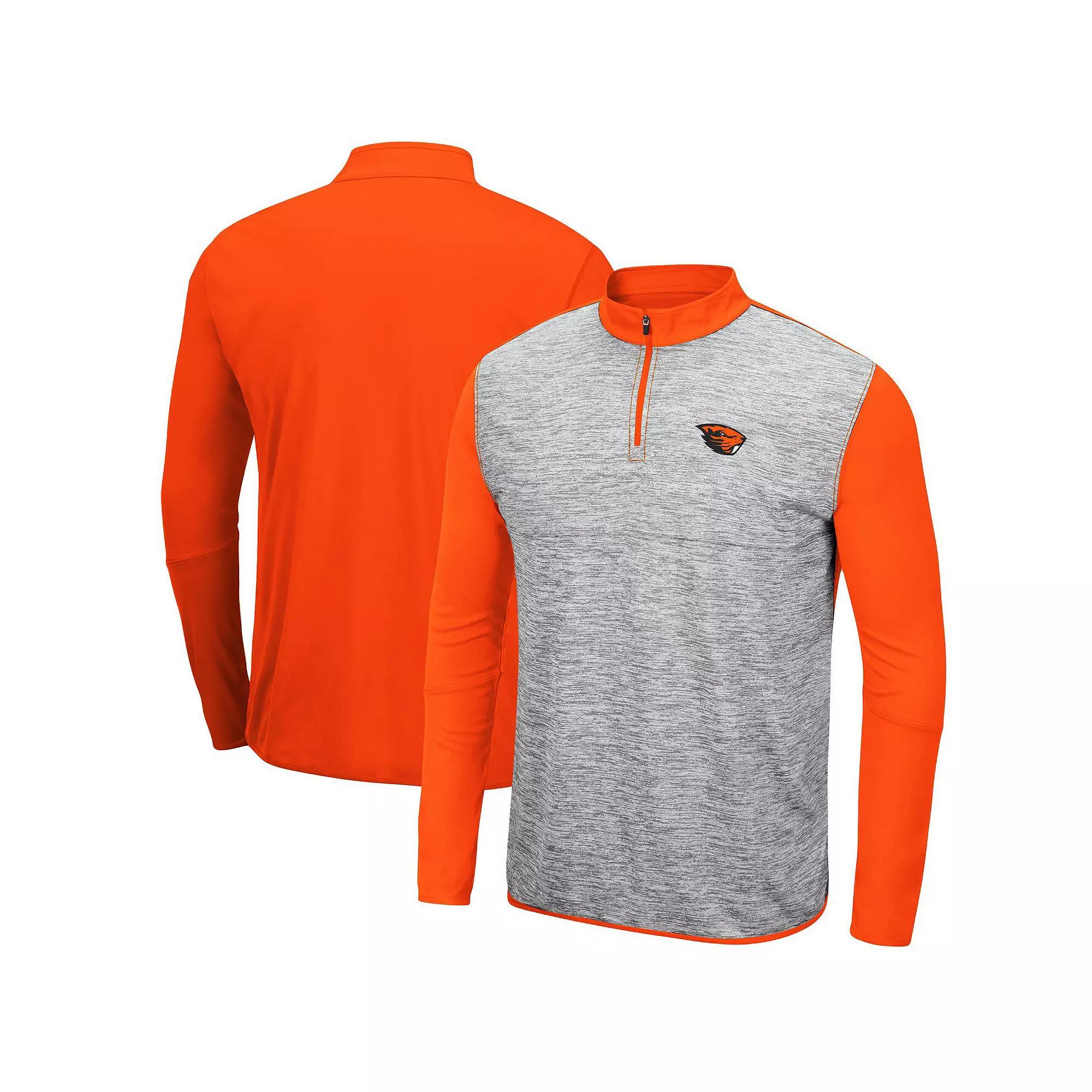 Men's Colosseum Heathered Gray/Orange Oklahoma State Cowboys Prospect Quarter-Zip Jacket, Size: Medium, Grey Product Image