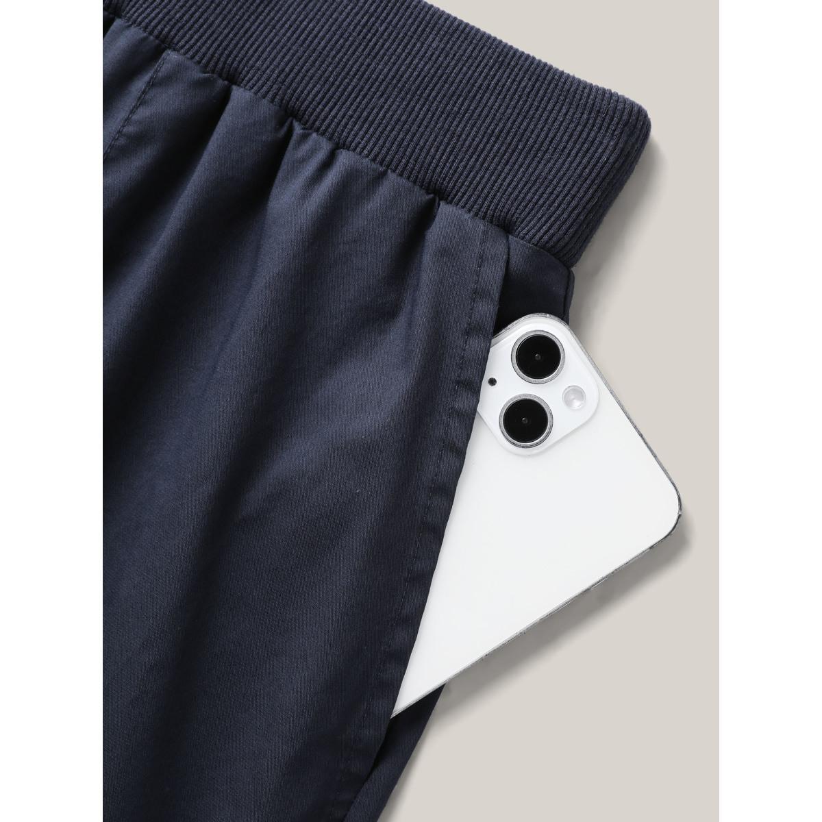 Plus Size Cotton Pull-On Waist Solid Jogger Pants Women Indigo Casual Mid Rise Everyday-Casual Pants BloomChic 30/6X Product Image