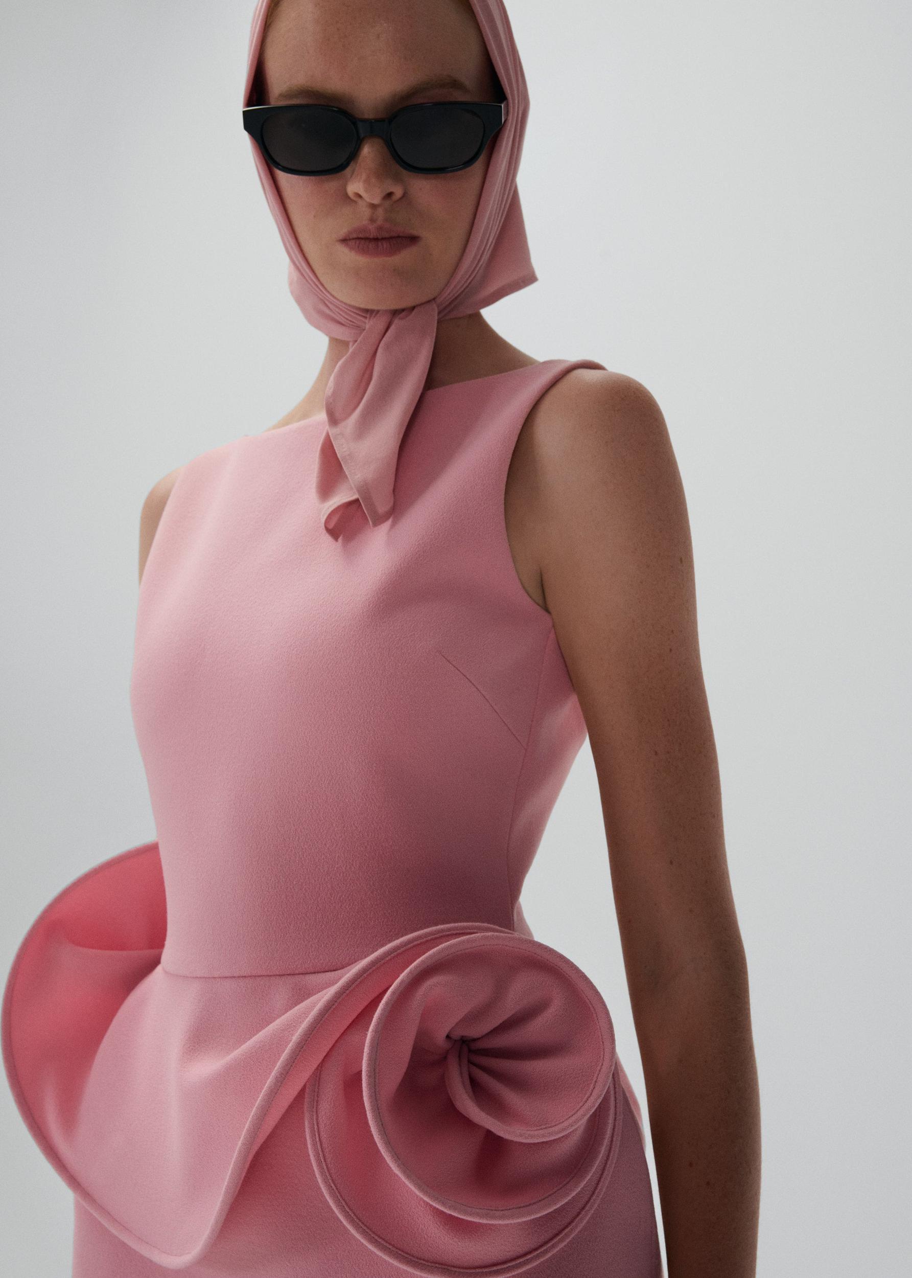 Floral appliqué sheath dress in pink Product Image
