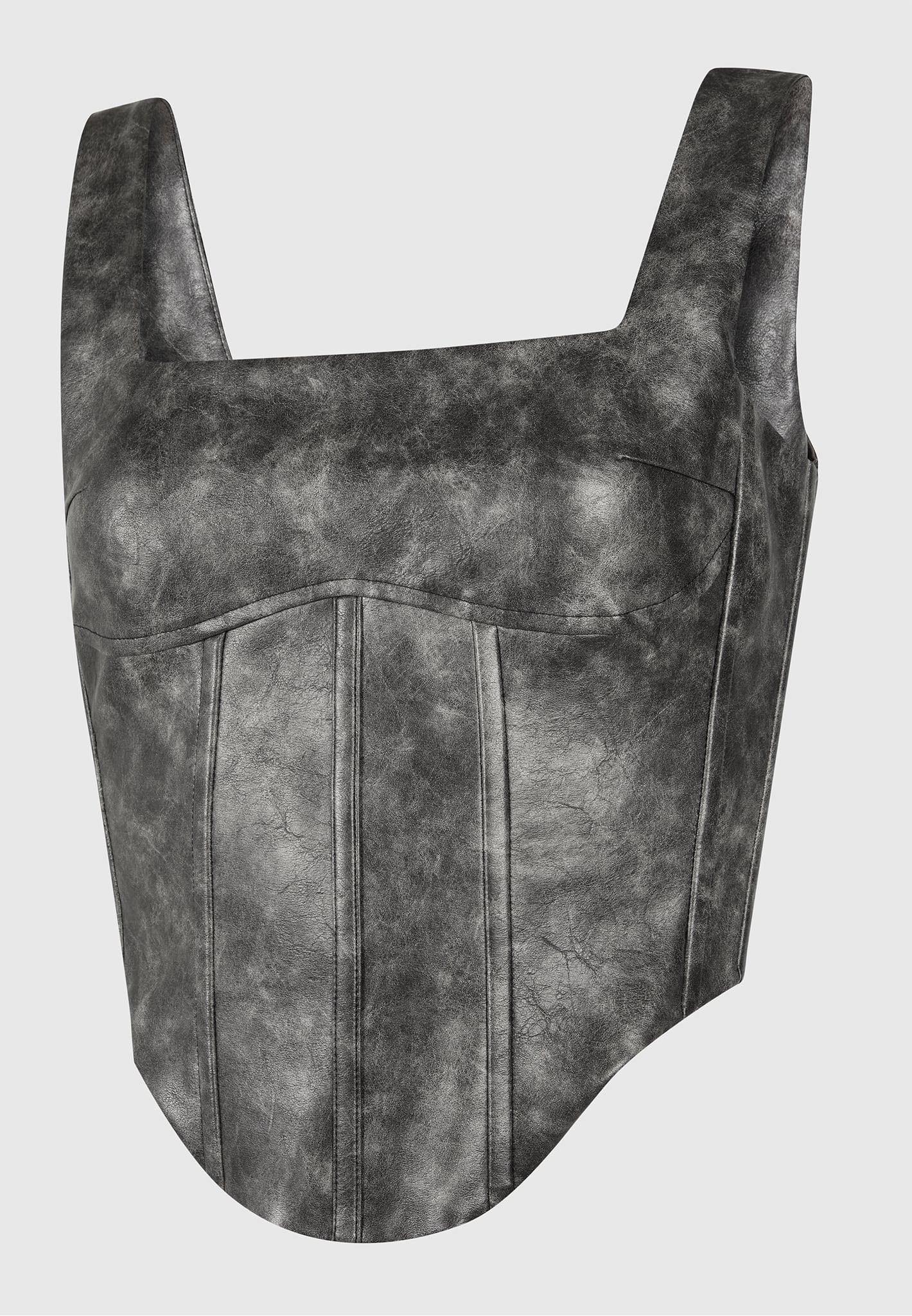 Vintage Leather Corset Top - Grey Female Product Image
