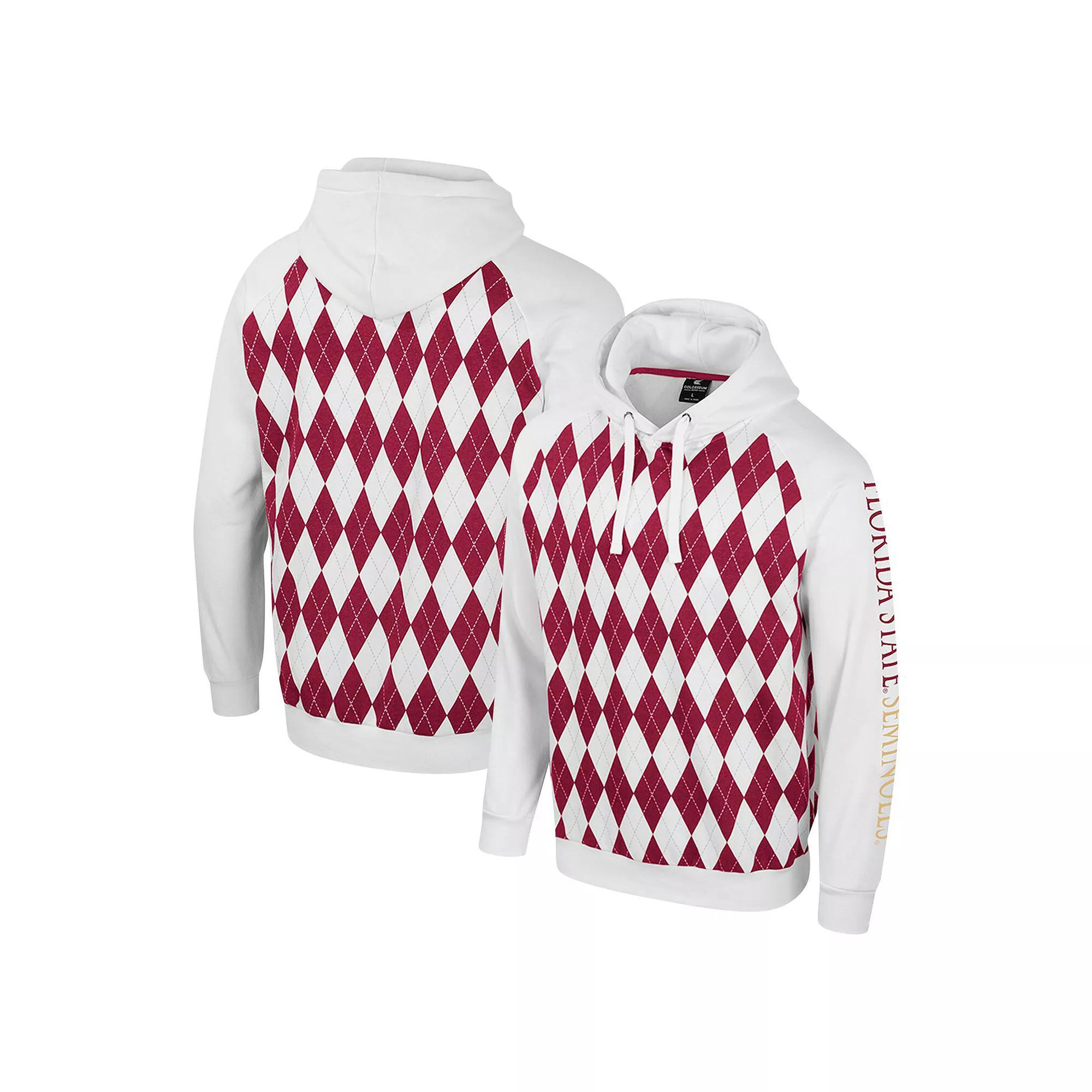 Men's Colosseum White Wisconsin Badgers The Dealio Raglan Pullover Hoodie, Size: 2XL Product Image