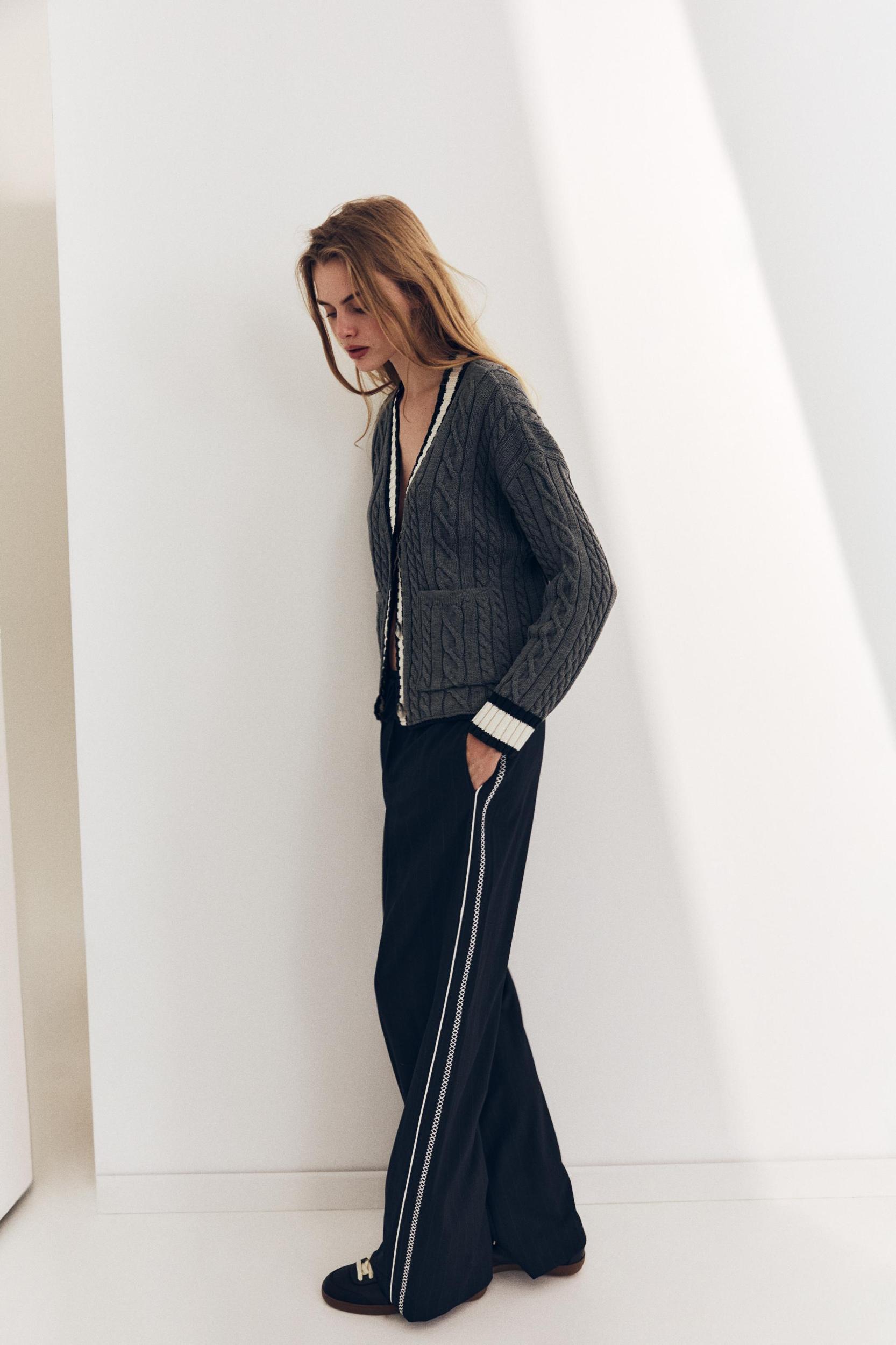 CARDIGAN WITH PIPED SEAMS Product Image