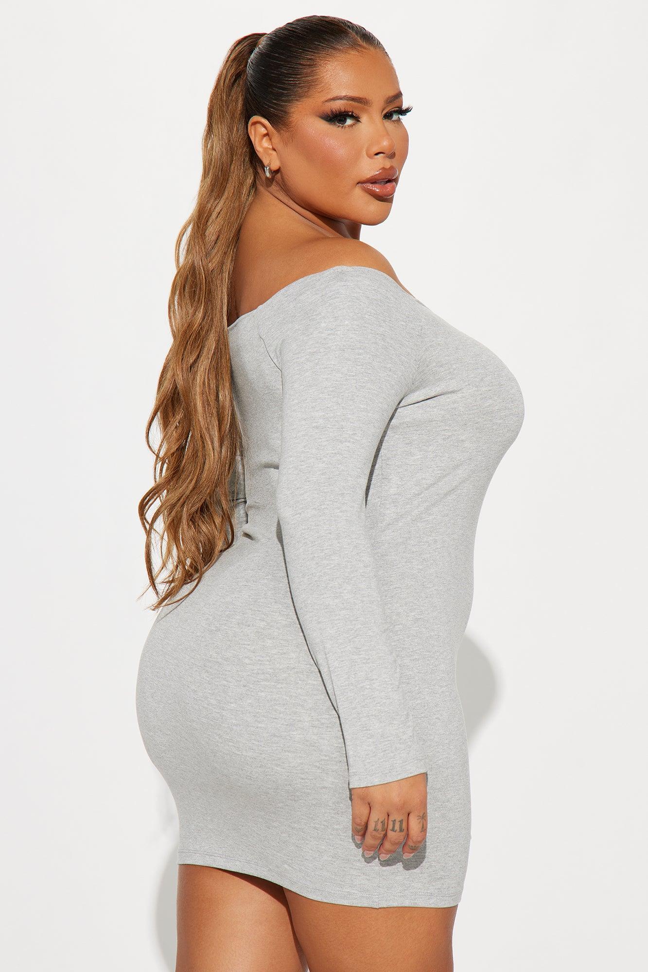 My Go To Off Shoulder Mini Dress - Heather Grey Product Image