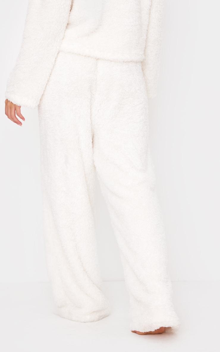 Cream Cosy Fleece Wide Leg Pj Pants Product Image