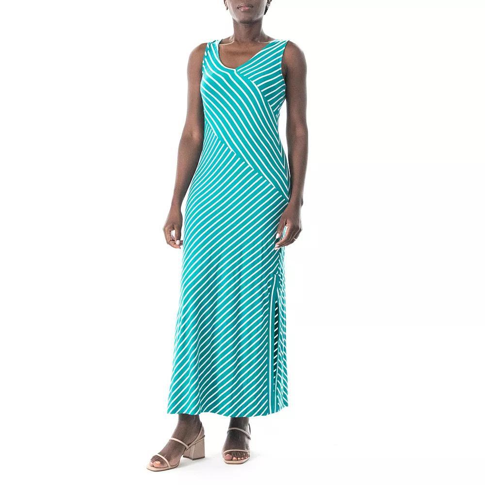 Women's Nina Leonard Striped Maxi Dress, Size: XL, Blue White Product Image