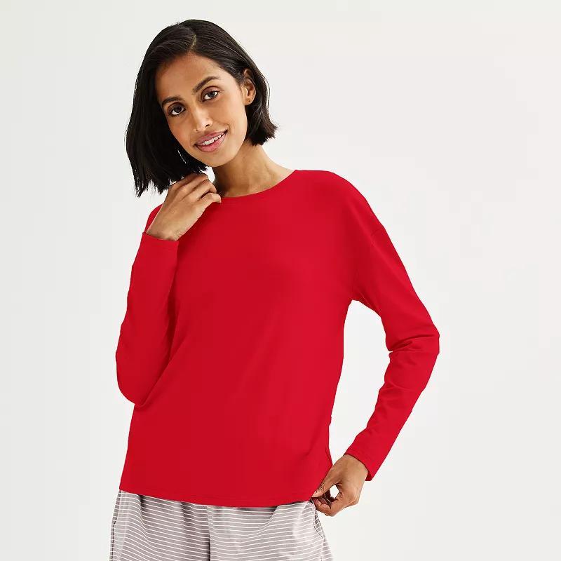 Women's Sonoma Goods For Life® Drop-Shoulder Long Sleeve Sleep Tee, Size: XS, Mineral Black Product Image