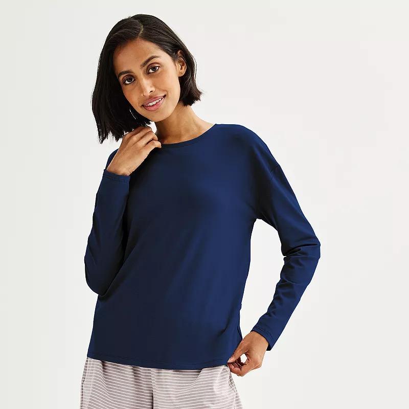 Women's Sonoma Goods For Life® Drop-Shoulder Long Sleeve Sleep Tee, Size: XS, Mineral Black Product Image