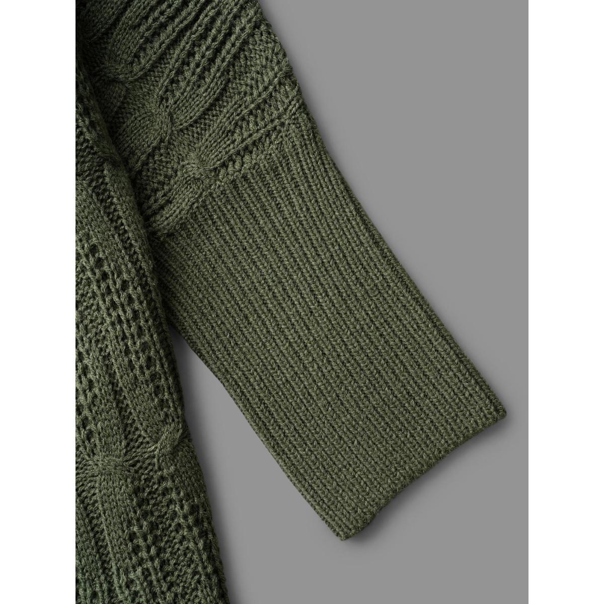 Plus Size Curved Open-Front Dolman Sleeve Knit Cardigan Moss Women Casual Loose Long Sleeve Everyday Cardigans BloomChic 12/L Product Image