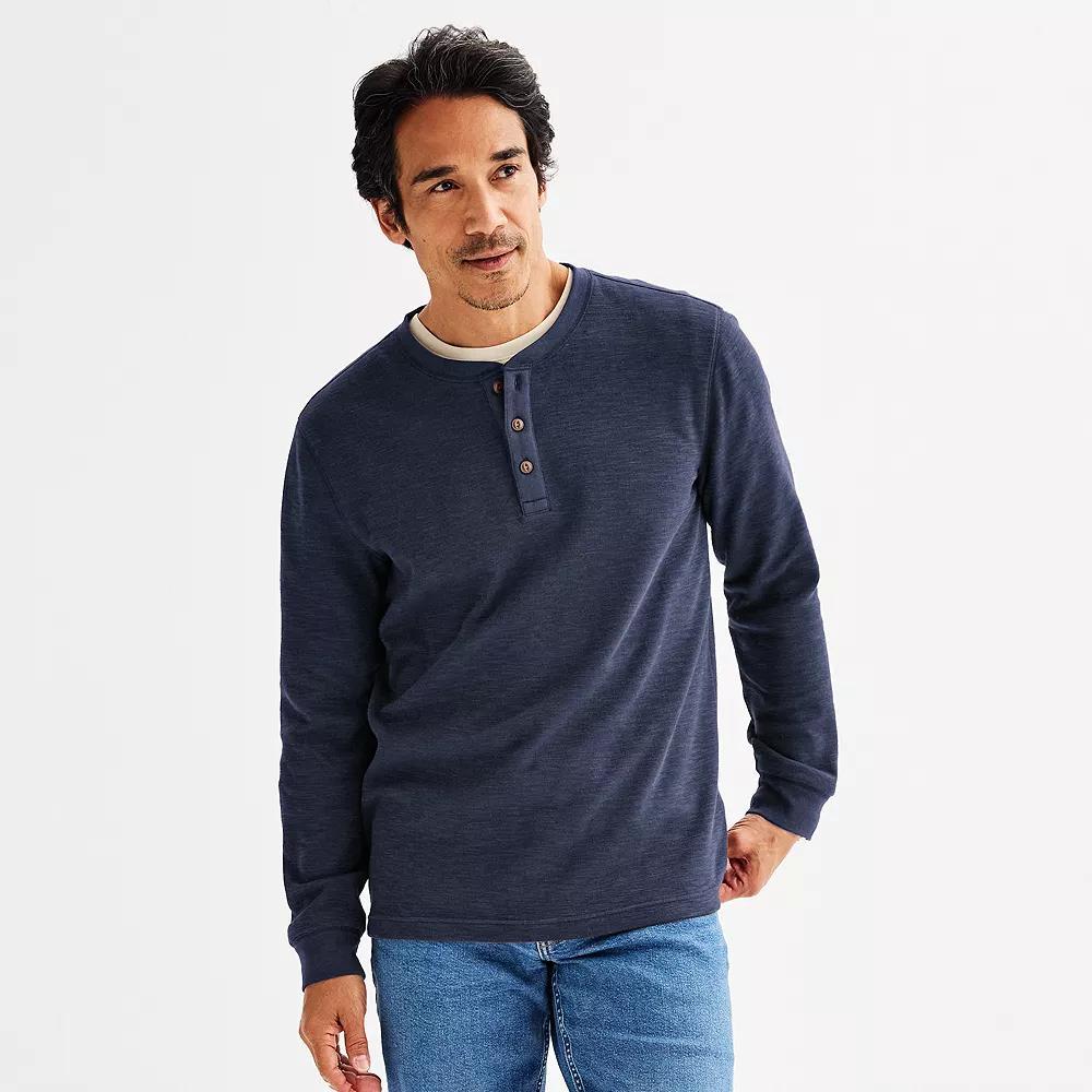 Men's Sonoma Goods For Life® Long Sleeve Textured Henley Tee, Size: XL, Brown Product Image