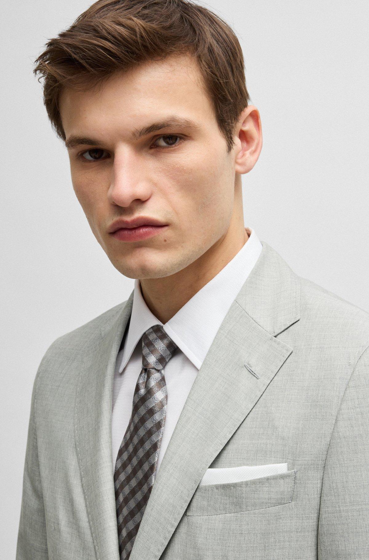 Slim-fit suit in micro-patterned wool and silk Product Image