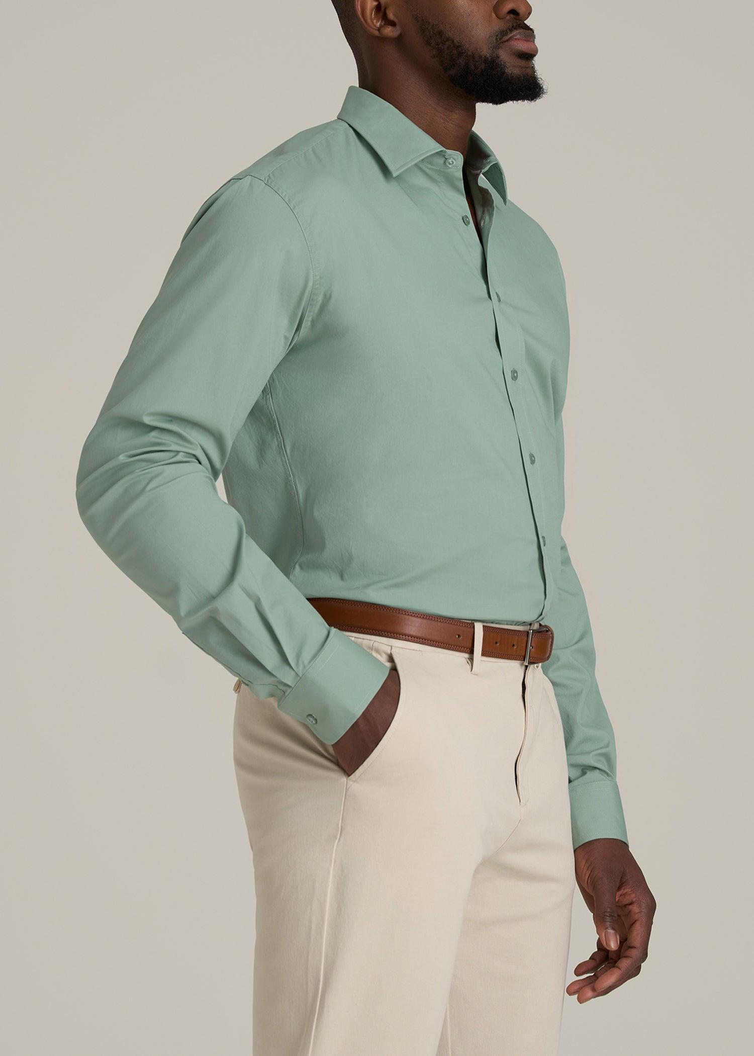 Oskar Button-Up Dress Shirt for Tall Men in Seagrass Product Image
