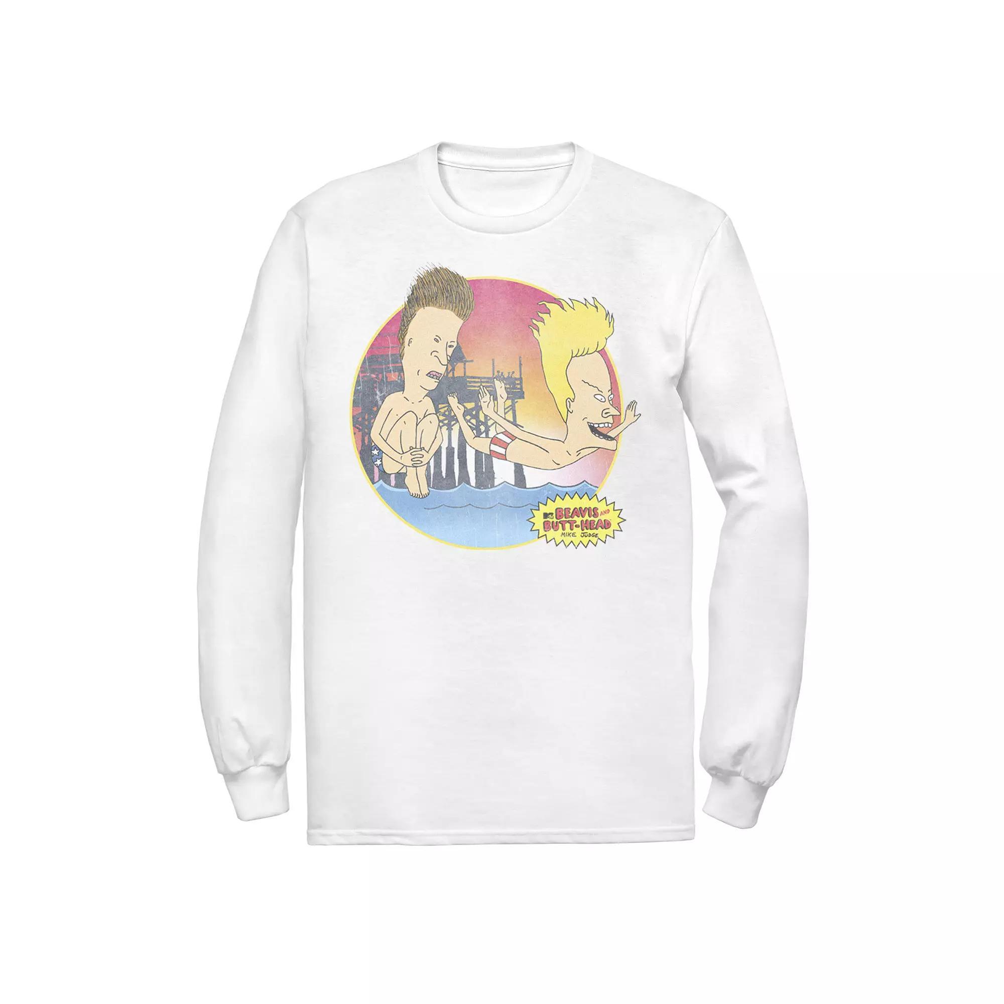 Men's Beavis Butthead Belly Flop Tee, Size: Large, White Product Image
