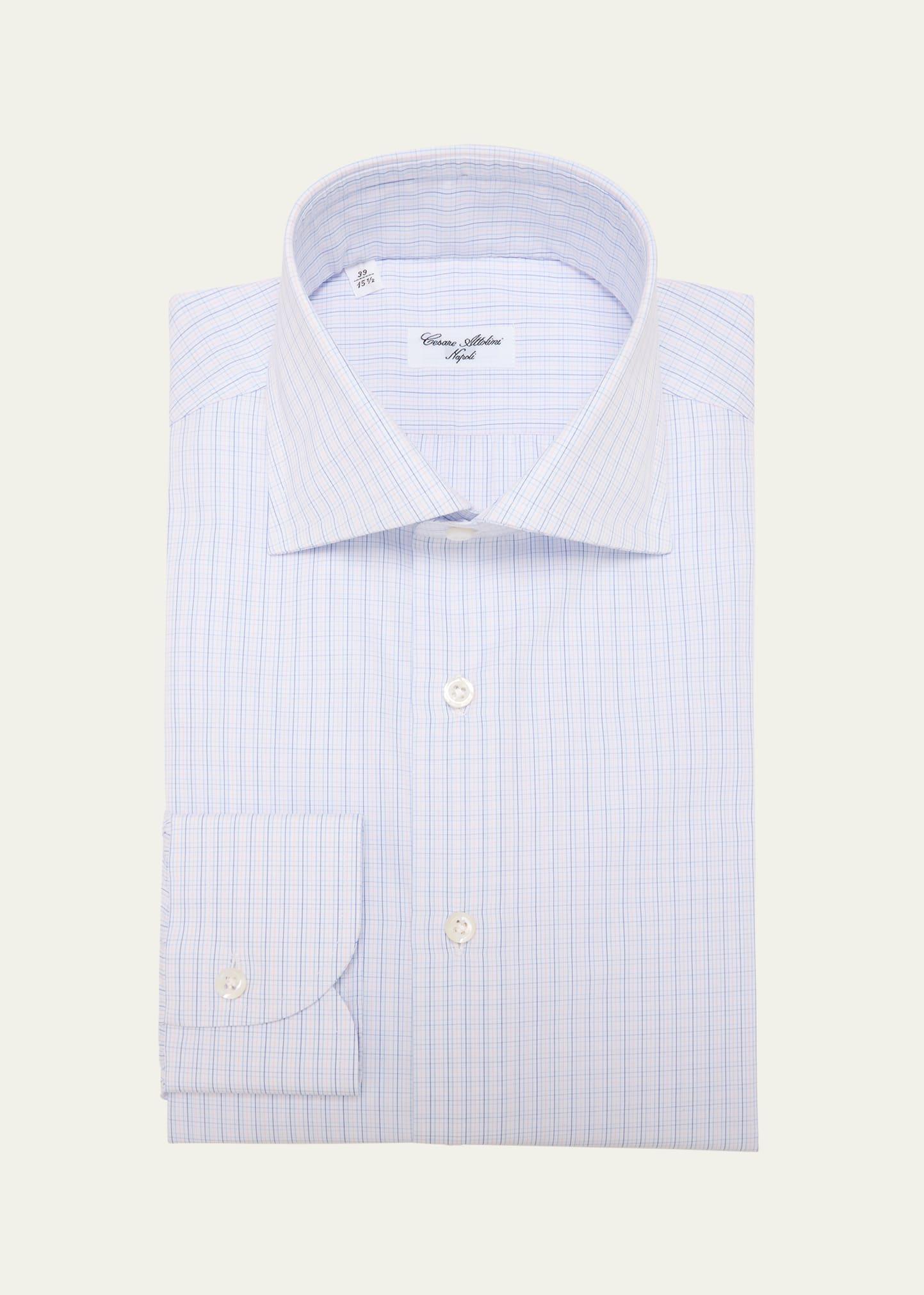 Mens Cotton Mini-Check Dress Shirt Product Image